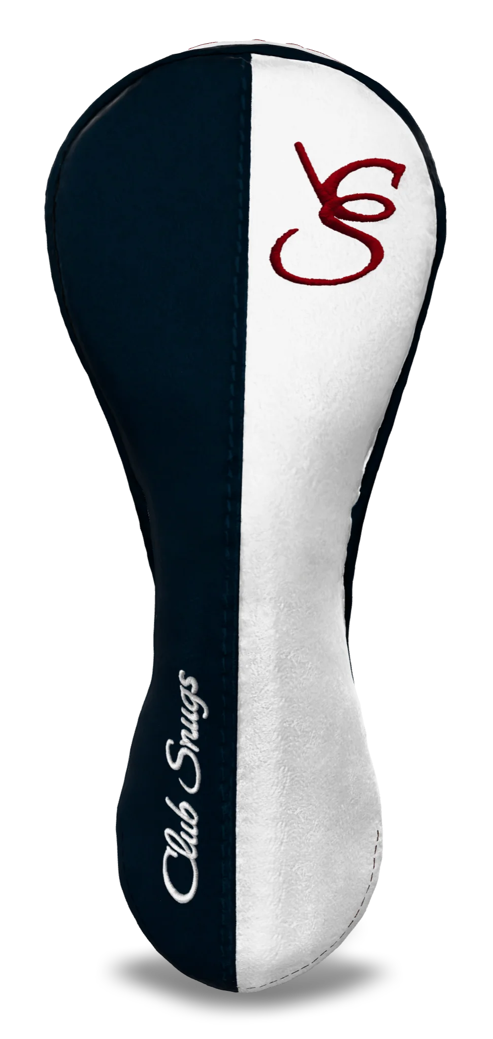 Front View view of a Exclusive Navy, White, Navy, and Red Classic Hybrid Headcover with split seam