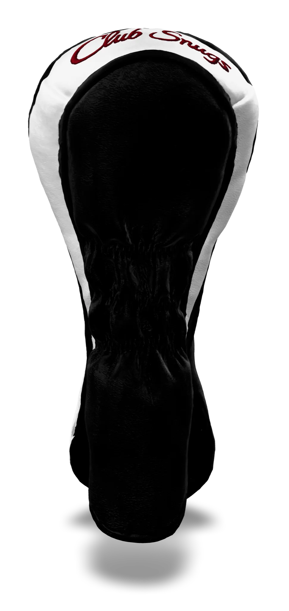 Back view of a Exclusive Black, White, Black, and Red Classic Hybrid Headcover with split seam