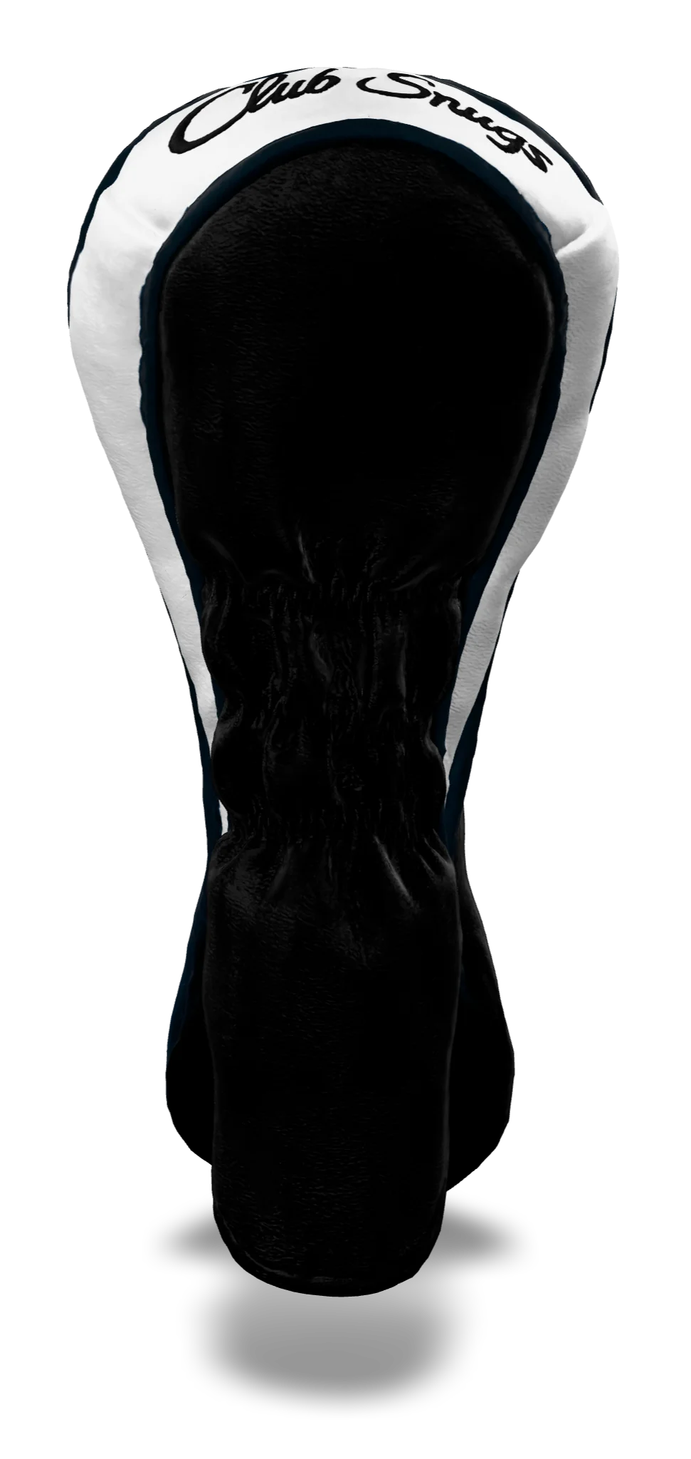 Back view of a Exclusive Black, Navy, Navy, and White Classic Hybrid Headcover with split seam