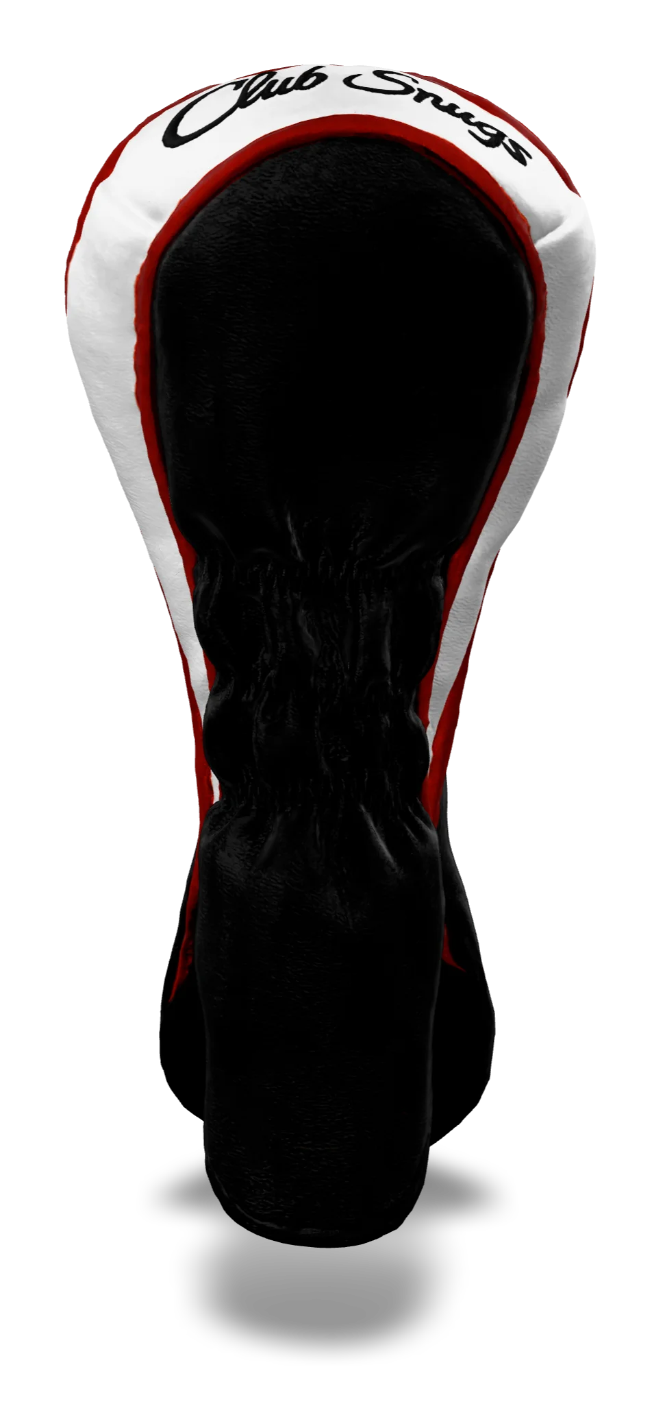 Back view of a Exclusive Black, Black, Red, and Red Classic Hybrid Headcover with split seam