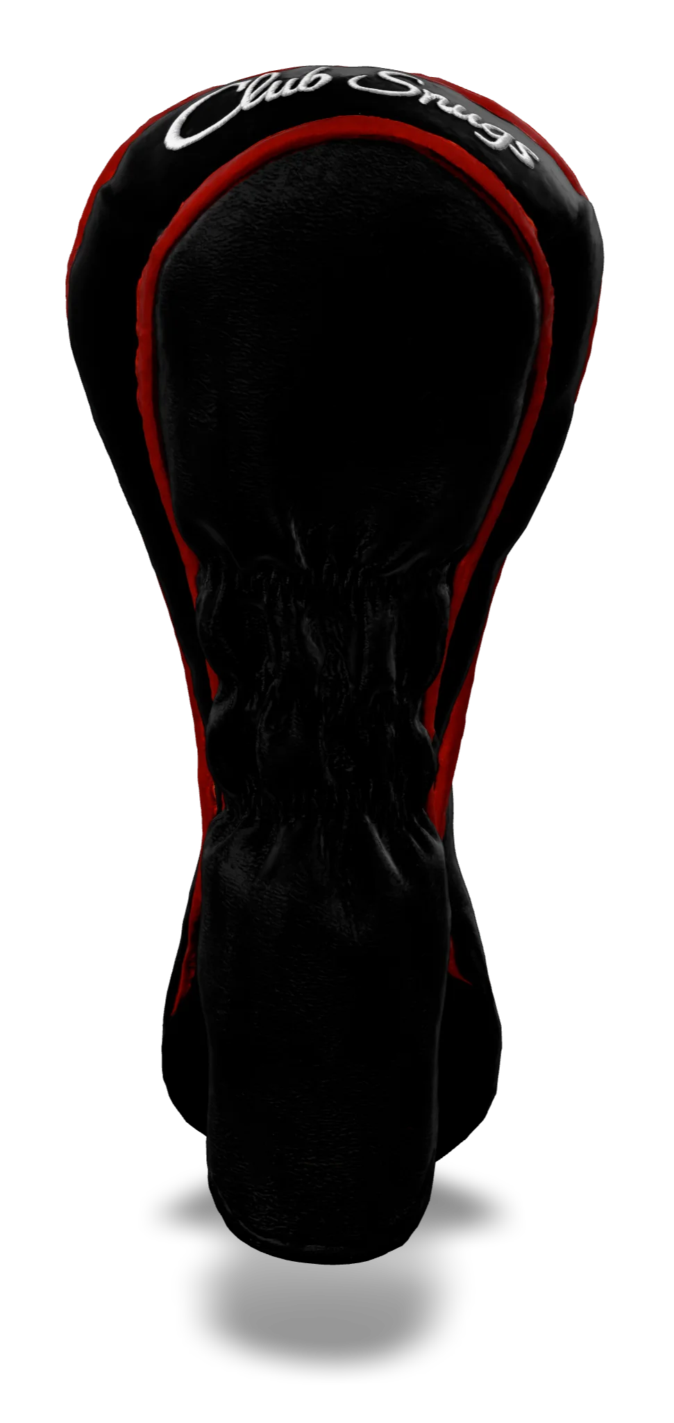 Back view of a Exclusive Black, Black, Red, and White Classic Hybrid Headcover with split seam