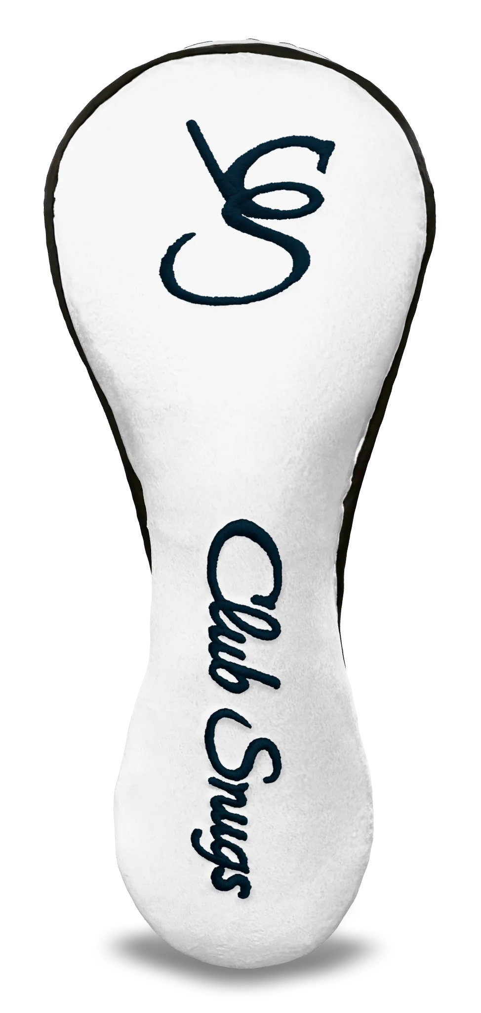 Front View view of a Bold White, Gray, Navy, and Navy Shield Hybrid Headcover with large branding