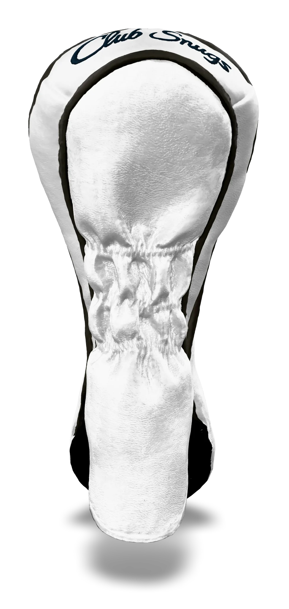 Back view of a Bold White, Gray, Navy, and Navy Shield Hybrid Headcover with large branding
