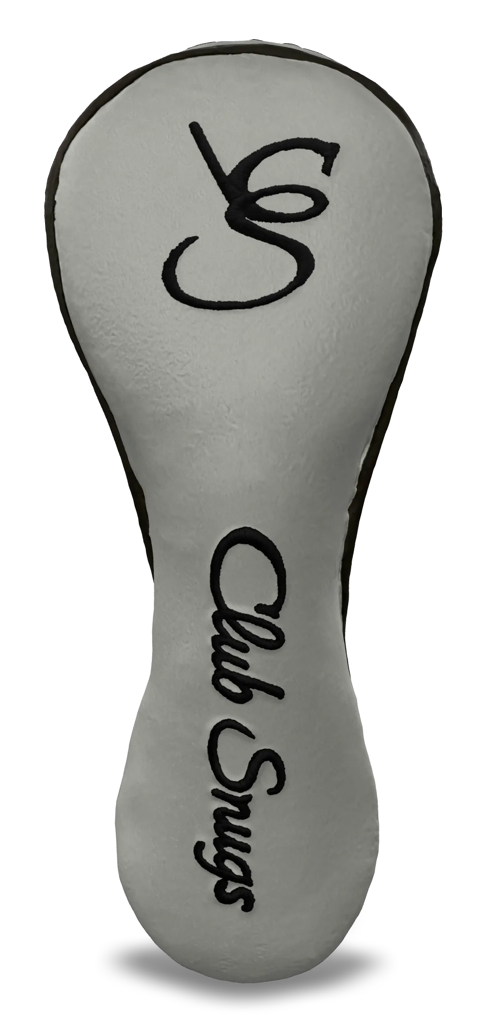 Front View view of a Bold Light Gray, Gray, Black, and Black Shield Hybrid Headcover with large branding