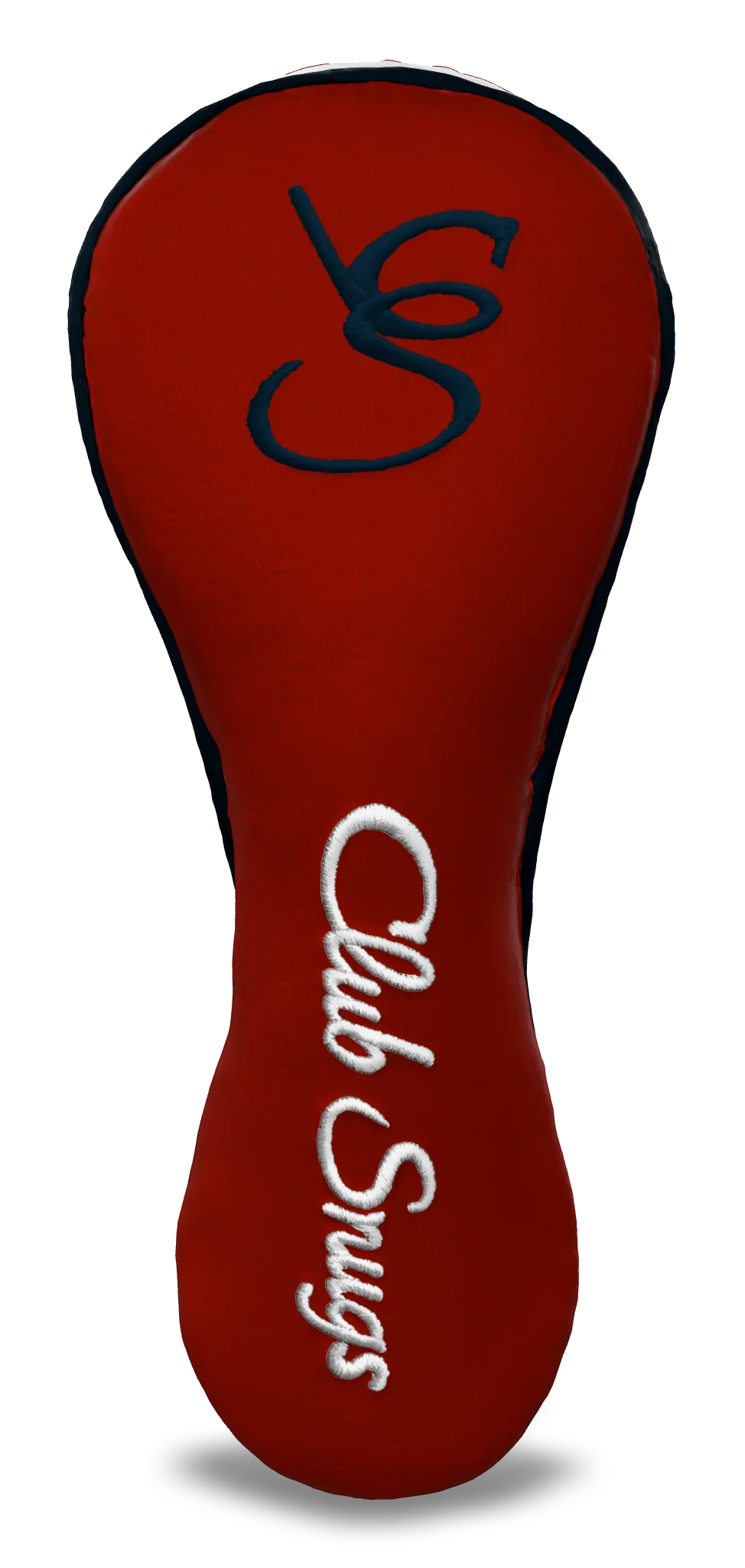 Front View view of a Bold Red, Navy, White, and Navy Shield Hybrid Headcover with large branding