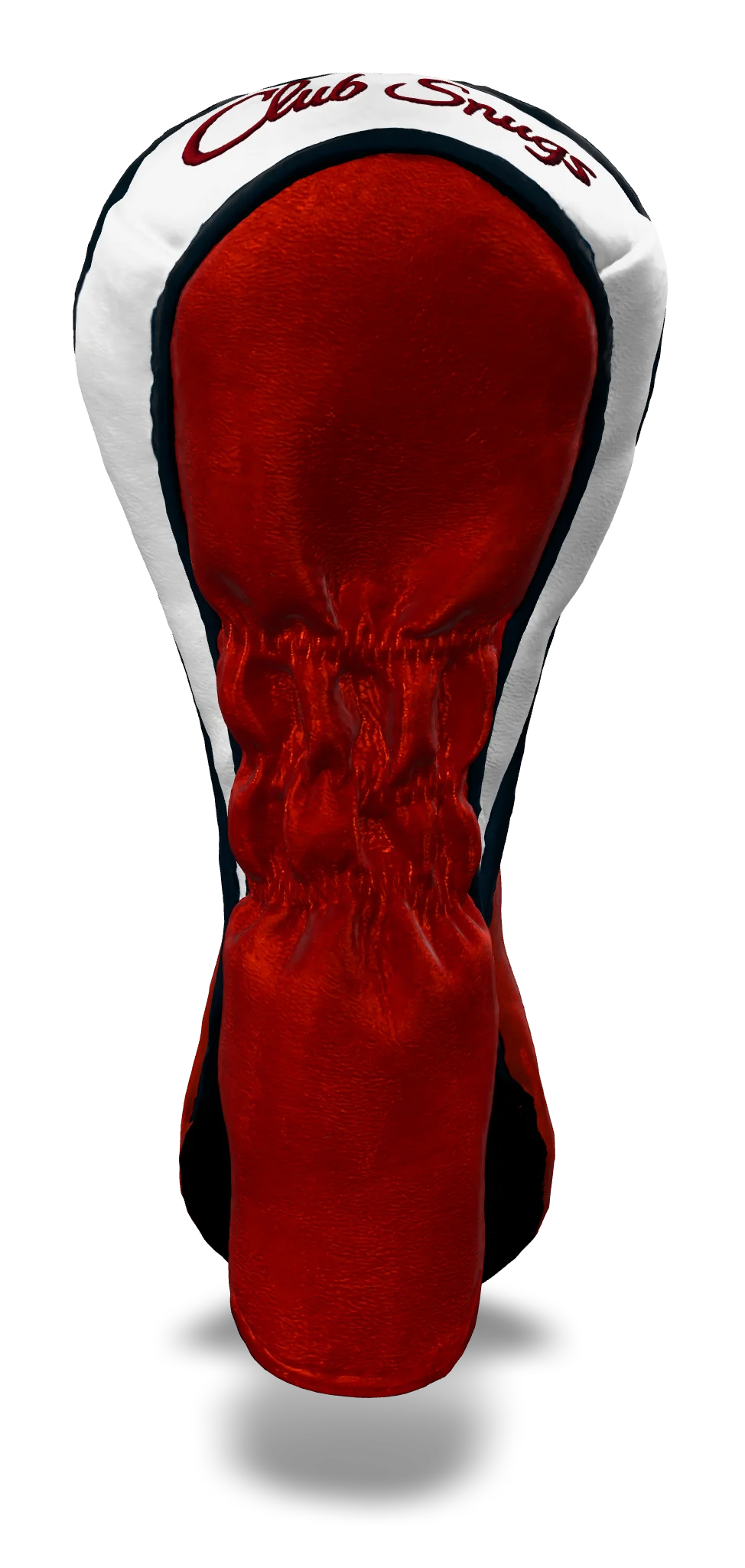 Back view of a Bold Red, Navy, White, and Navy Shield Hybrid Headcover with large branding