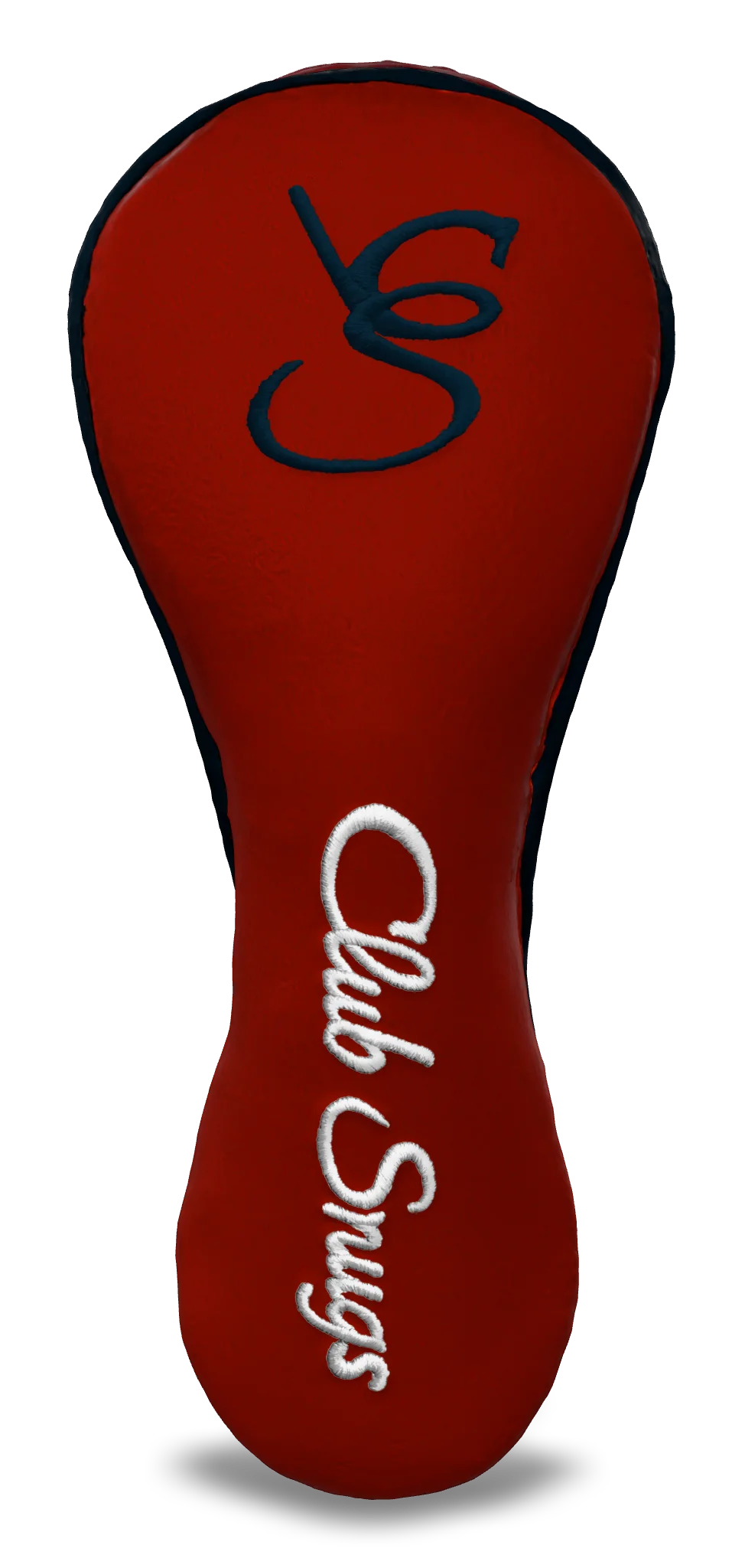 Front View view of a Bold Red, Navy, White, and Navy Shield Hybrid Headcover with large branding
