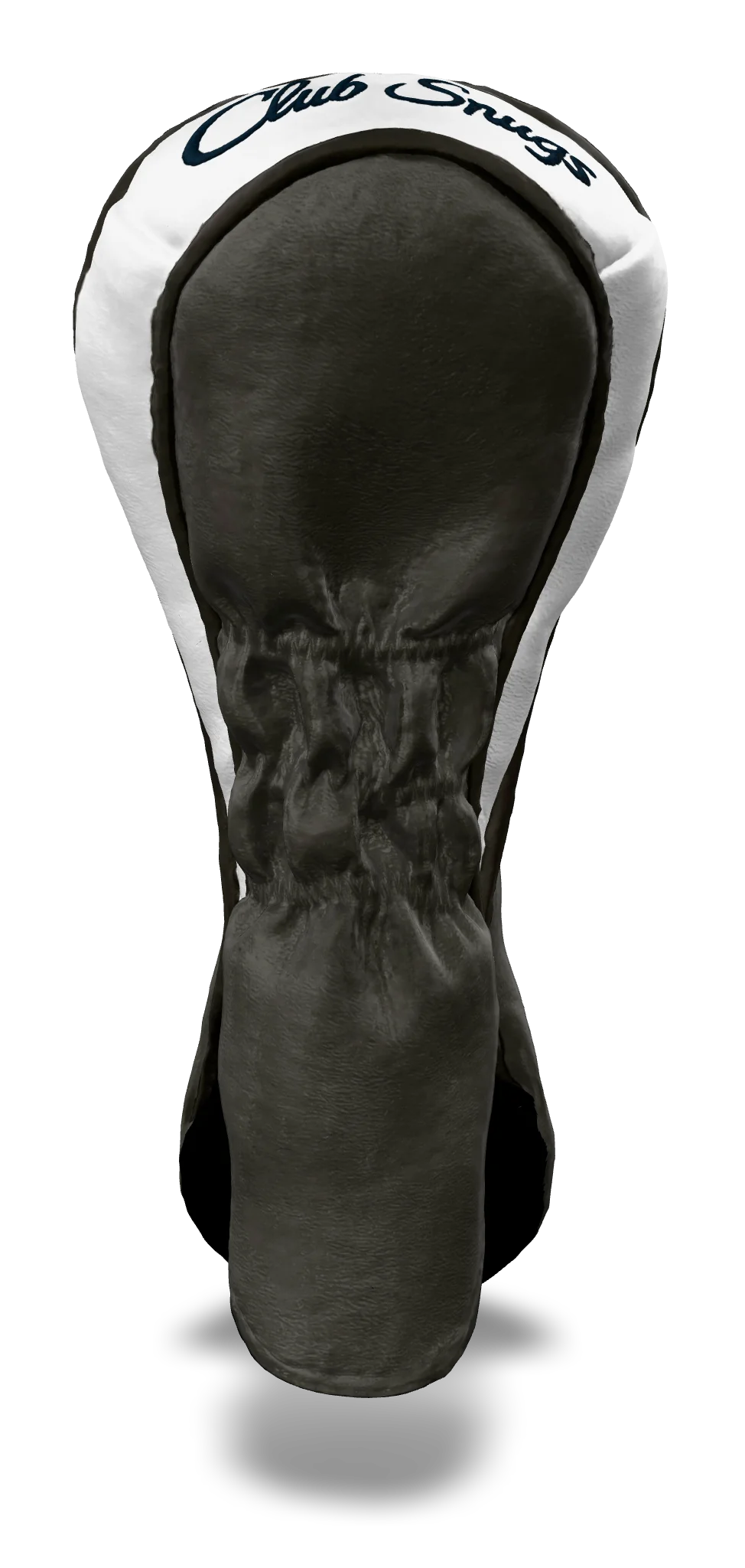 Back view of a Bold Gray, Gray, White, and Navy Shield Hybrid Headcover with large branding