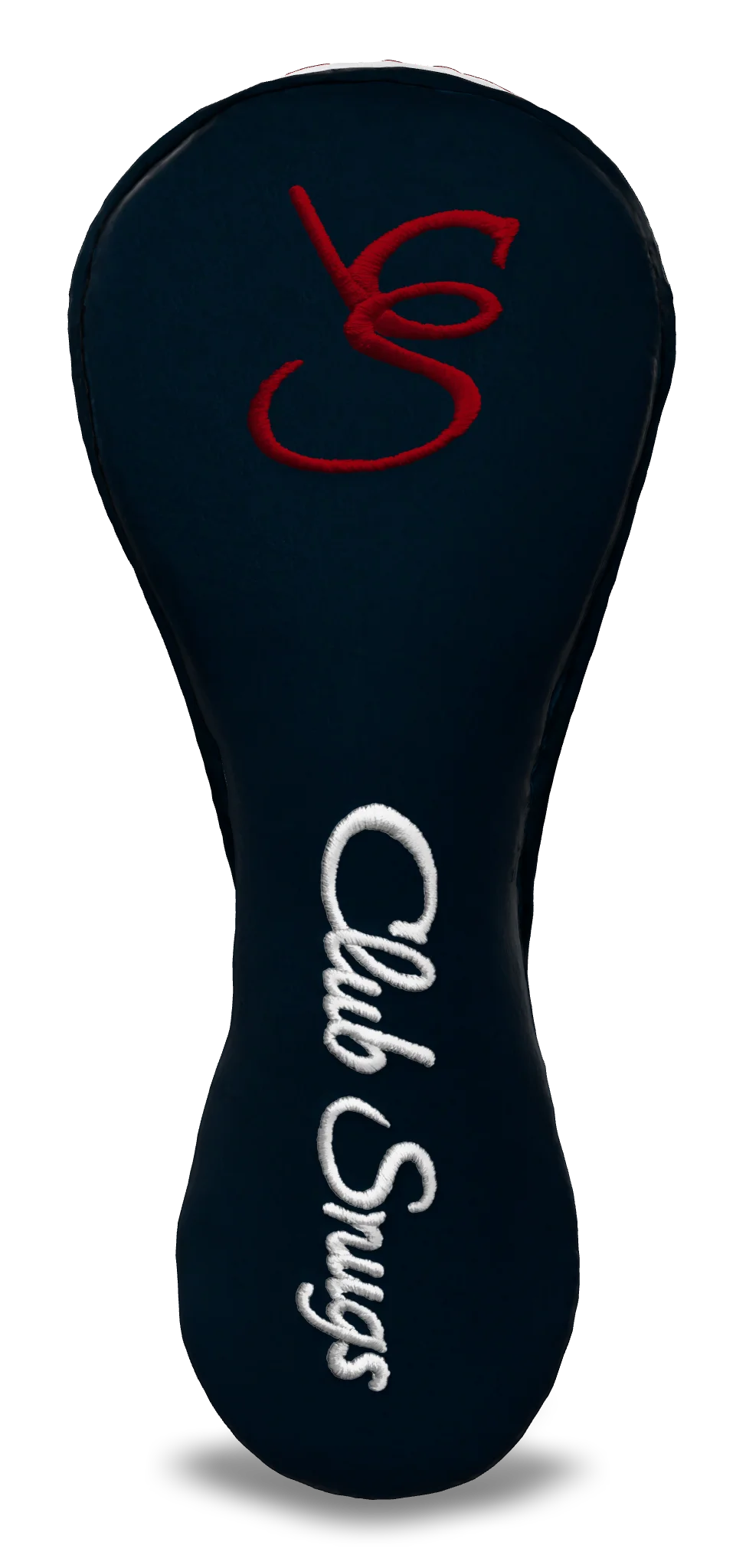 Front View view of a Bold Navy, Navy, White, and Red Shield Hybrid Headcover with large branding