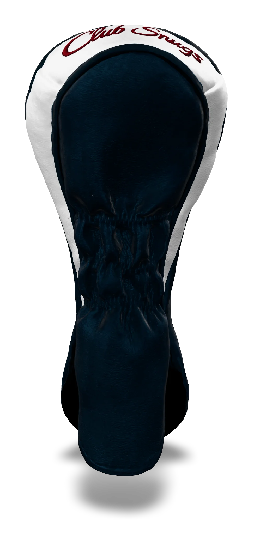 Back view of a Bold Navy, Navy, White, and Red Shield Hybrid Headcover with large branding