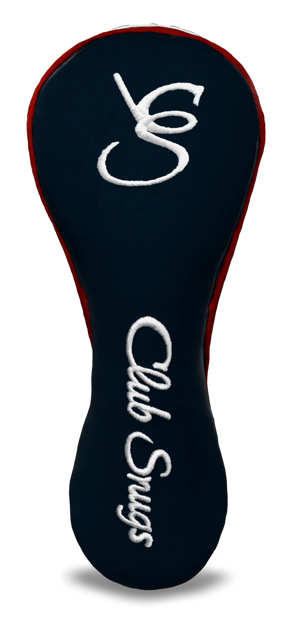Front View view of a Bold Navy, Red, White, and White Shield Hybrid Headcover with large branding
