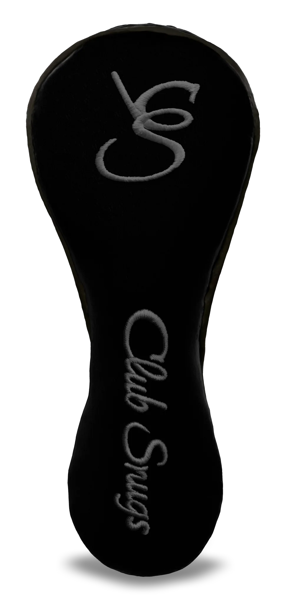 Front View view of a Bold Black, Gray, Gray, and Gray Shield Hybrid Headcover with large branding