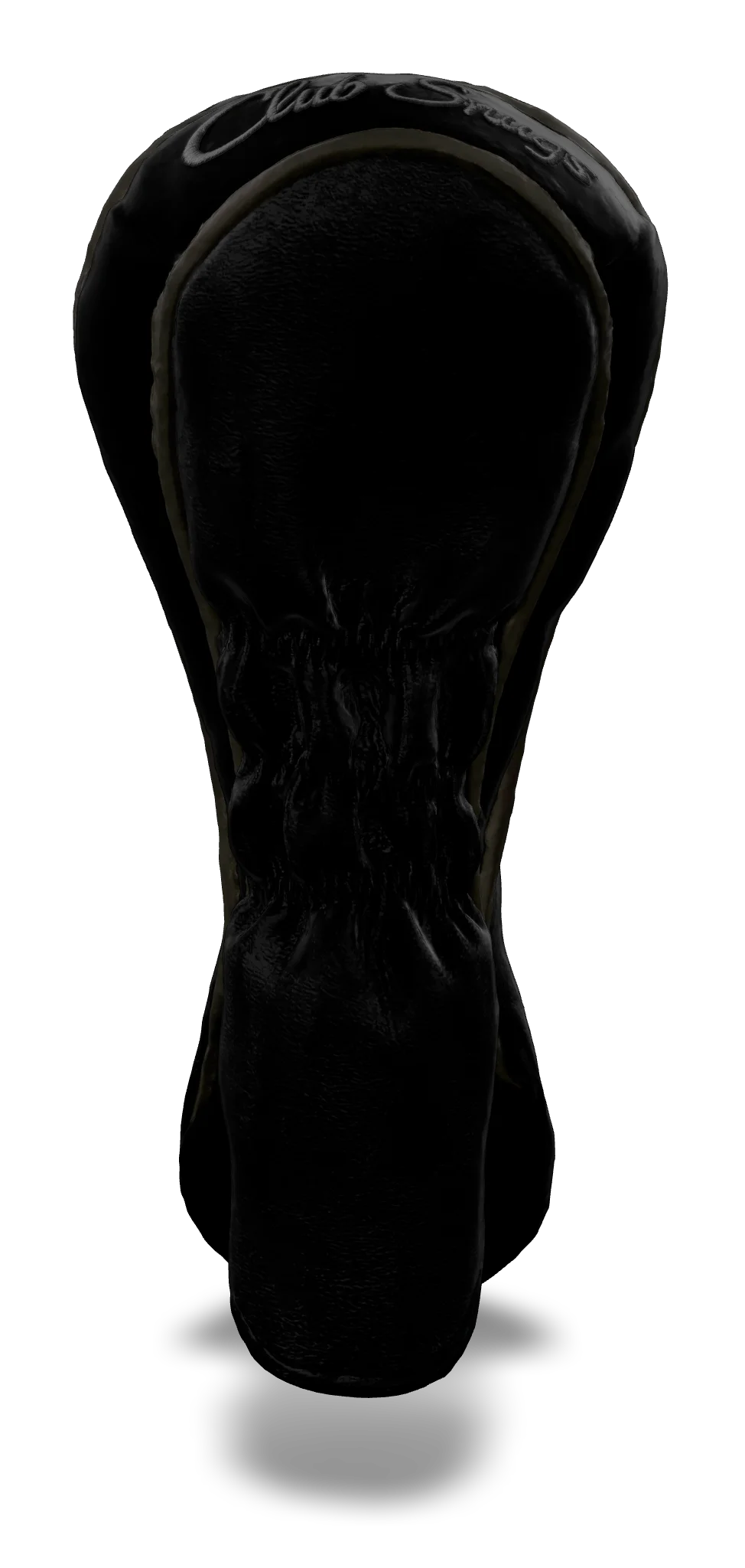 Back view of a Bold Black, Gray, Gray, and Gray Shield Hybrid Headcover with large branding