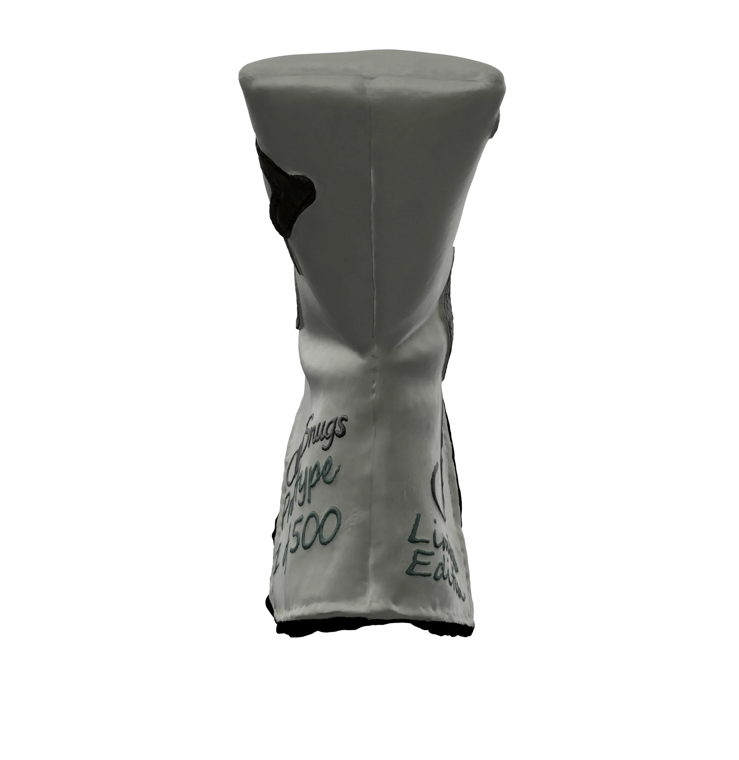 Front-bottom view of the CS Proto Blade Putter Headcover in Light Gray, Gray, and Light Gray, emphasizing its minimalist design, premium materials, and attention to detail, ensuring durability and style.
