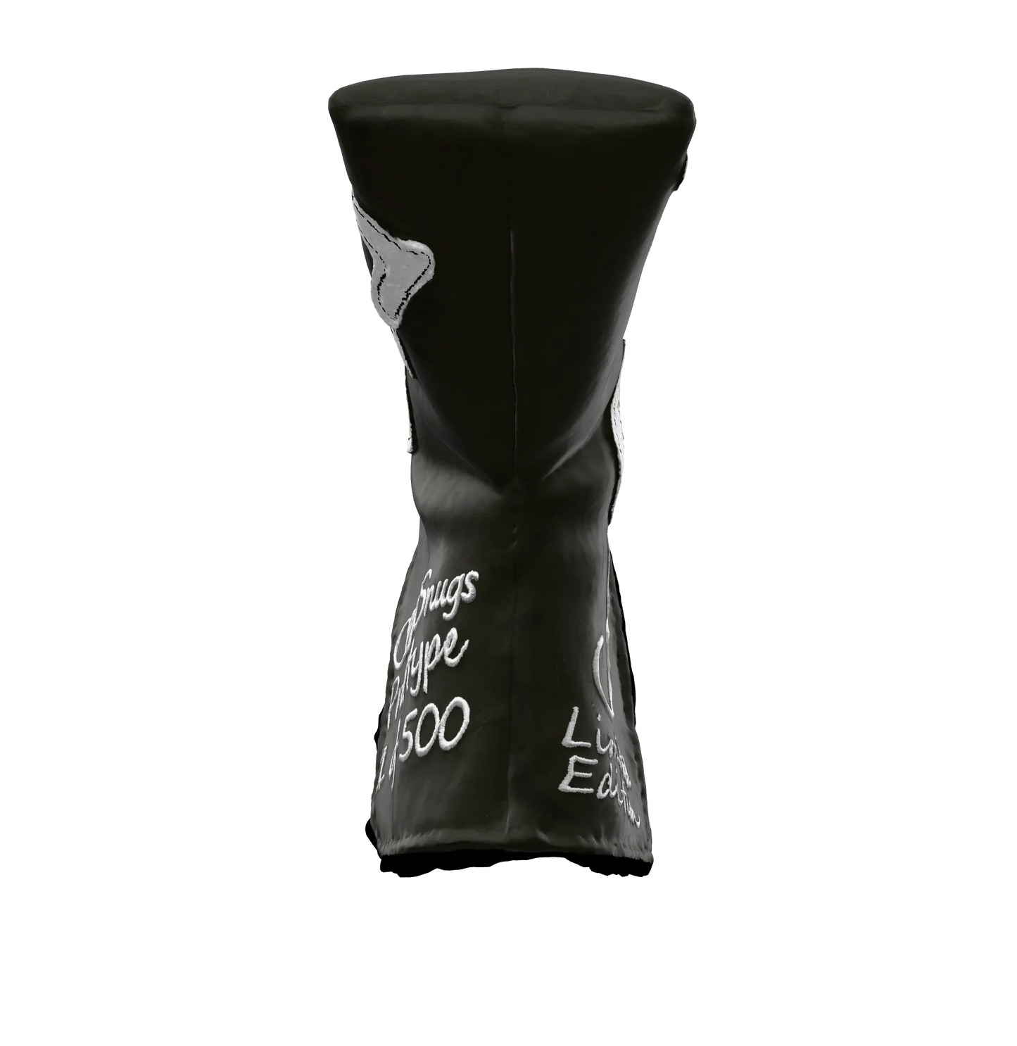 Front-bottom view of the CS Proto Blade Putter Headcover in Gray, White, and White, emphasizing its minimalist design, premium materials, and attention to detail, ensuring durability and style.