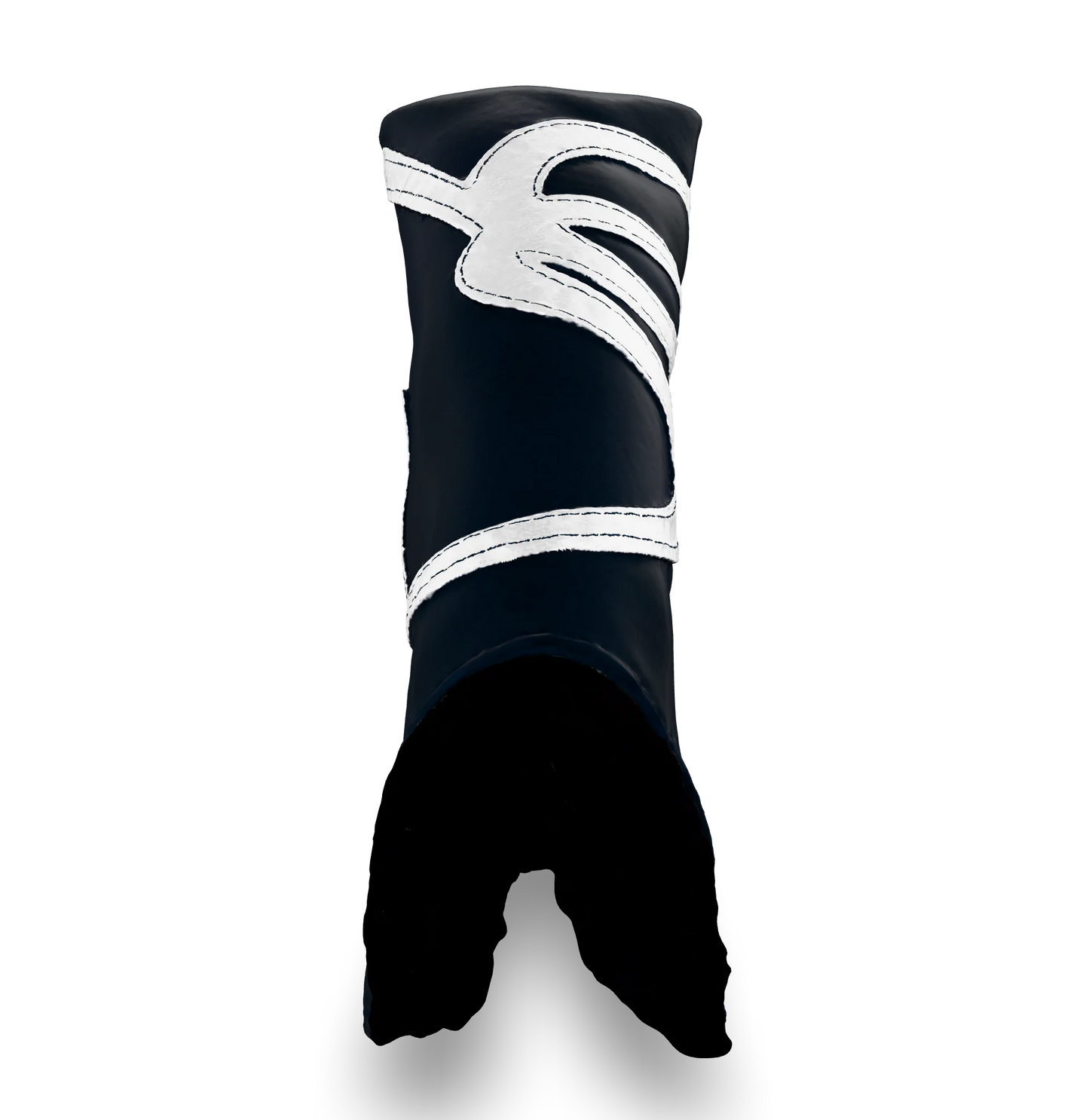 Top view of the CS Proto Blade Putter Headcover in Navy, White, and White, highlighting the Club Snugs signature logo, top line, and anti-scratch fleece interior, designed to protect your putter while adding a premium feel.