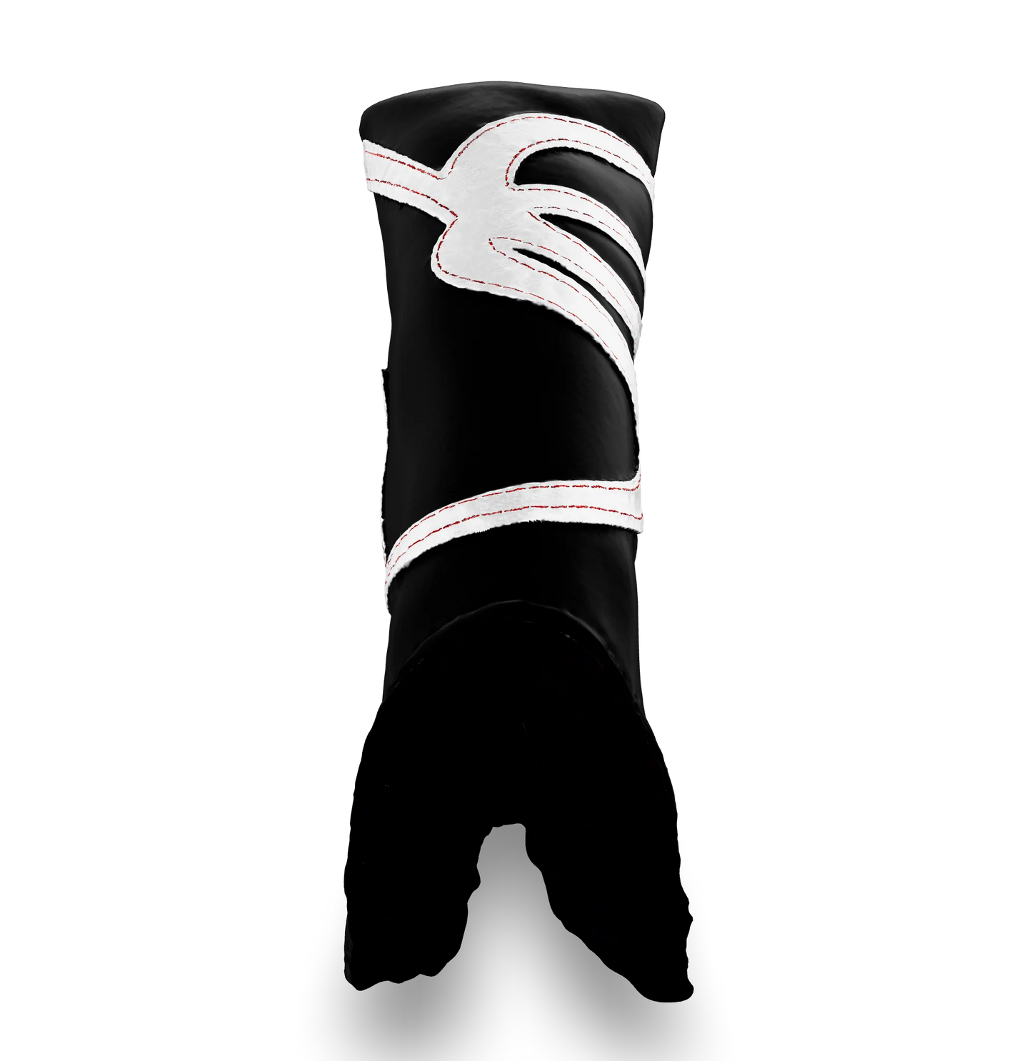Top view of the CS Proto Blade Putter Headcover in Black, White, and White, highlighting the Club Snugs signature logo, top line, and anti-scratch fleece interior, designed to protect your putter while adding a premium feel.