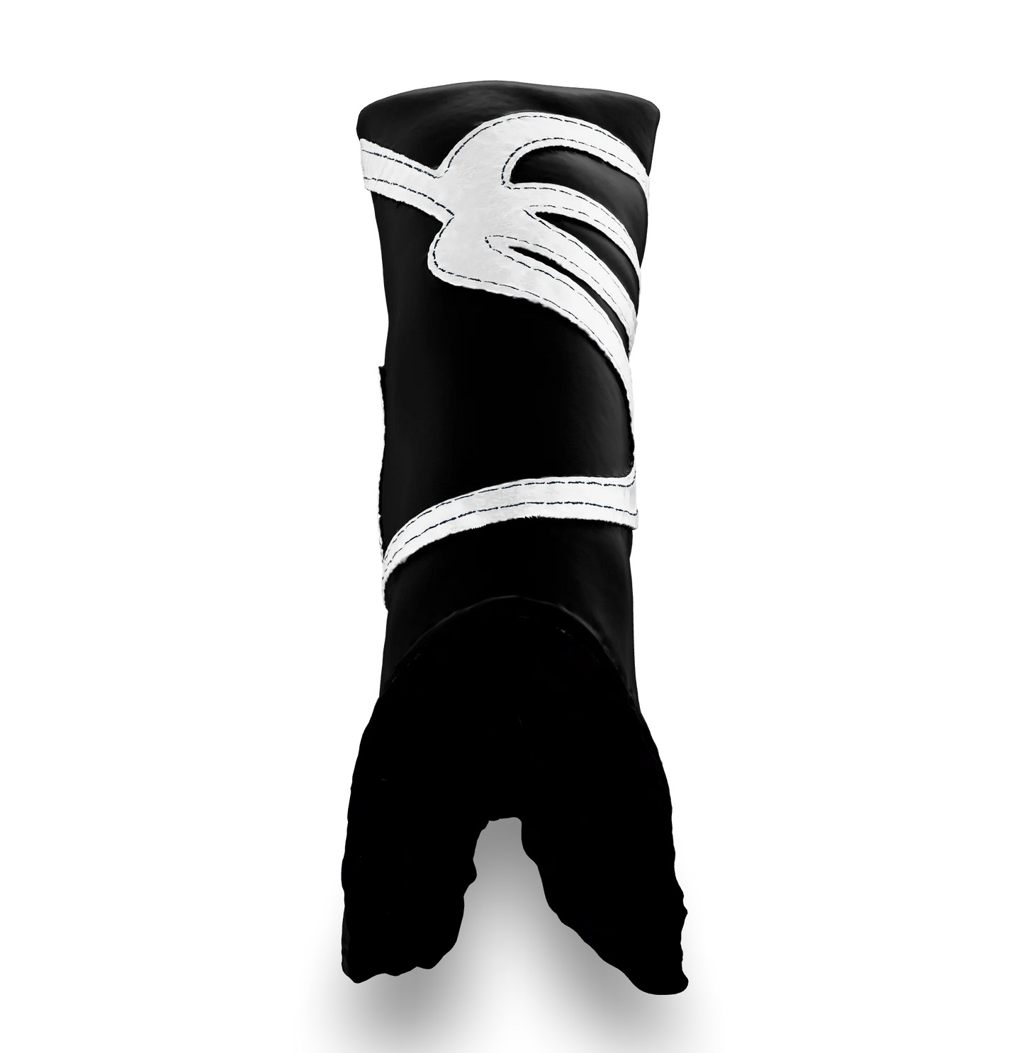Top view of the CS Proto Blade Putter Headcover in Black, White, and White, highlighting the Club Snugs signature logo, top line, and anti-scratch fleece interior, designed to protect your putter while adding a premium feel.