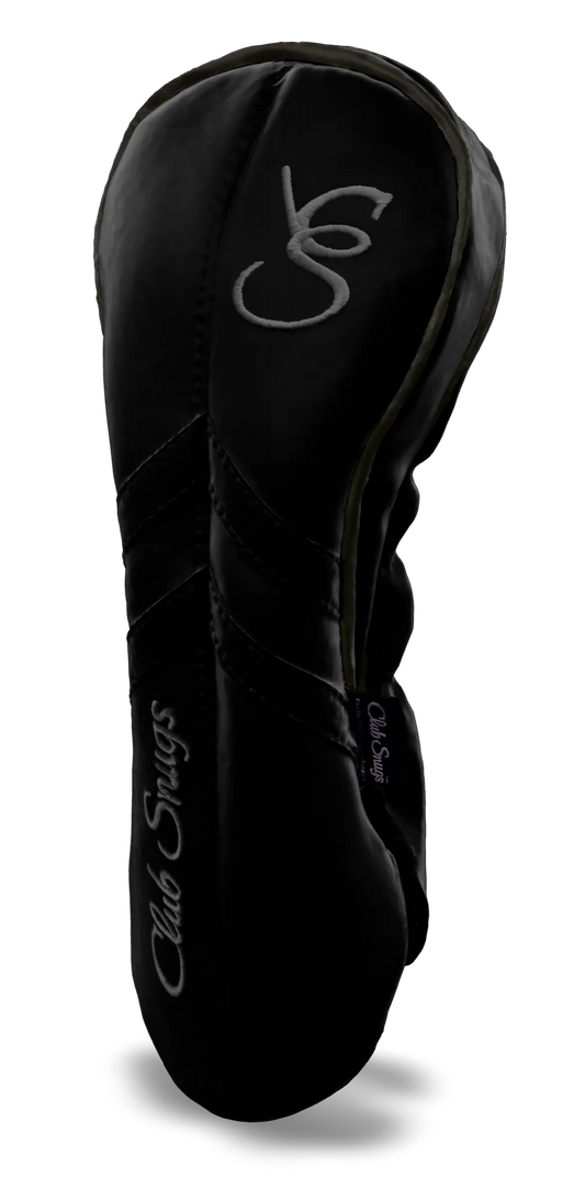 Right-Side view of a Black, Black, Black, and Gray Retro-T Driver Headcover with Dual-V stripe and split seam