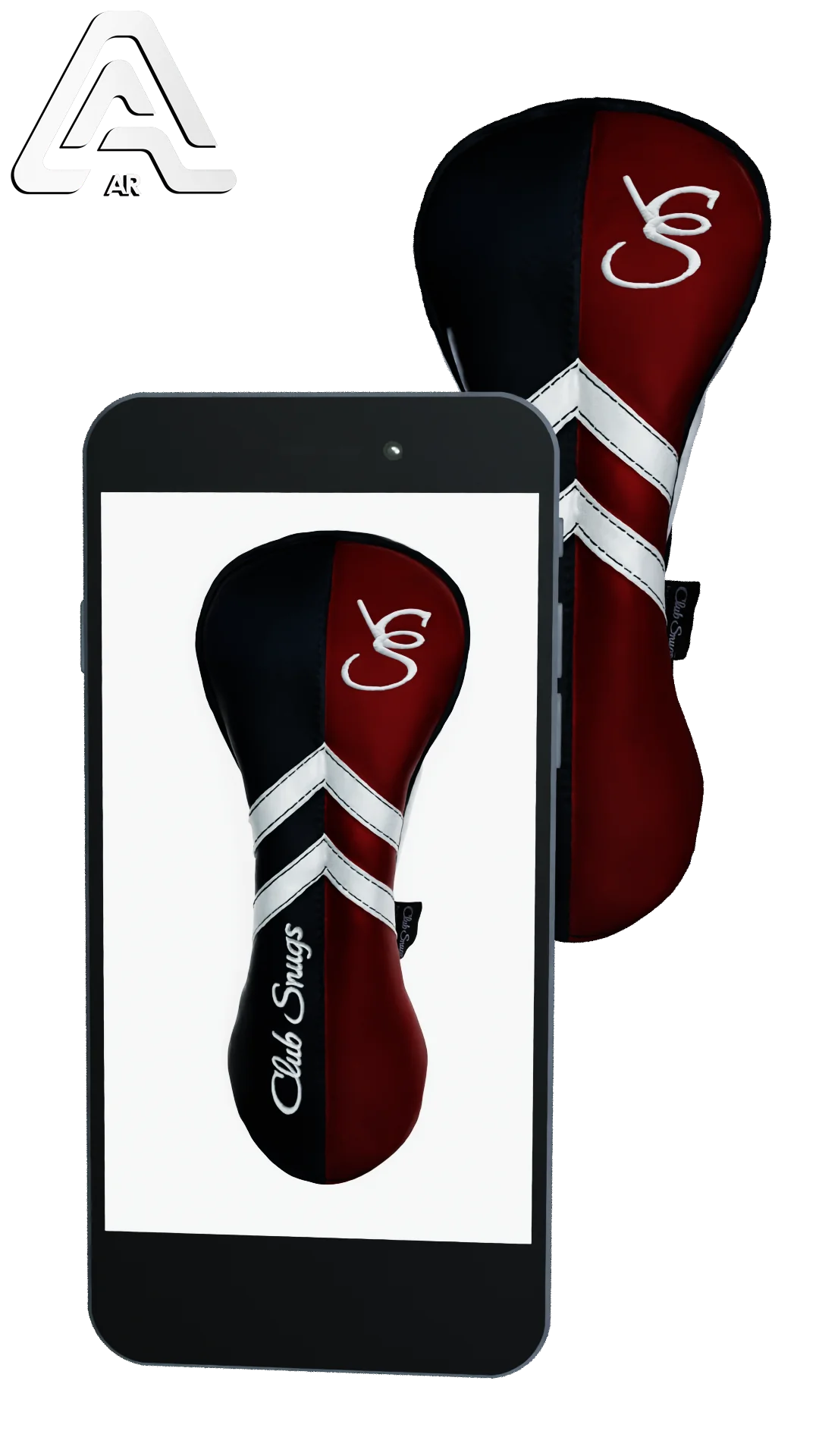 Left-Side view of a Navy, Red, White, and Navy Retro-T Driver Headcover with Dual-V stripe and split seam