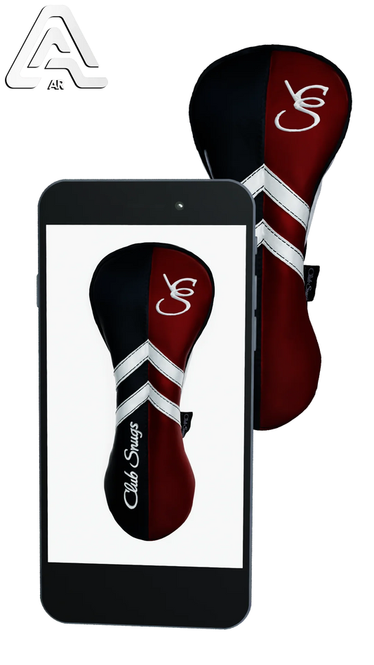 Left-Side view of a Navy, Red, White, and Navy Retro-T Driver Headcover with Dual-V stripe and split seam