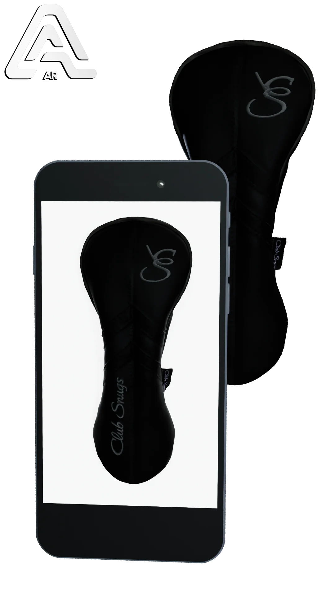 Left-Side view of a Black, Black, Black, and Gray Retro-T Driver Headcover with Dual-V stripe and split seam