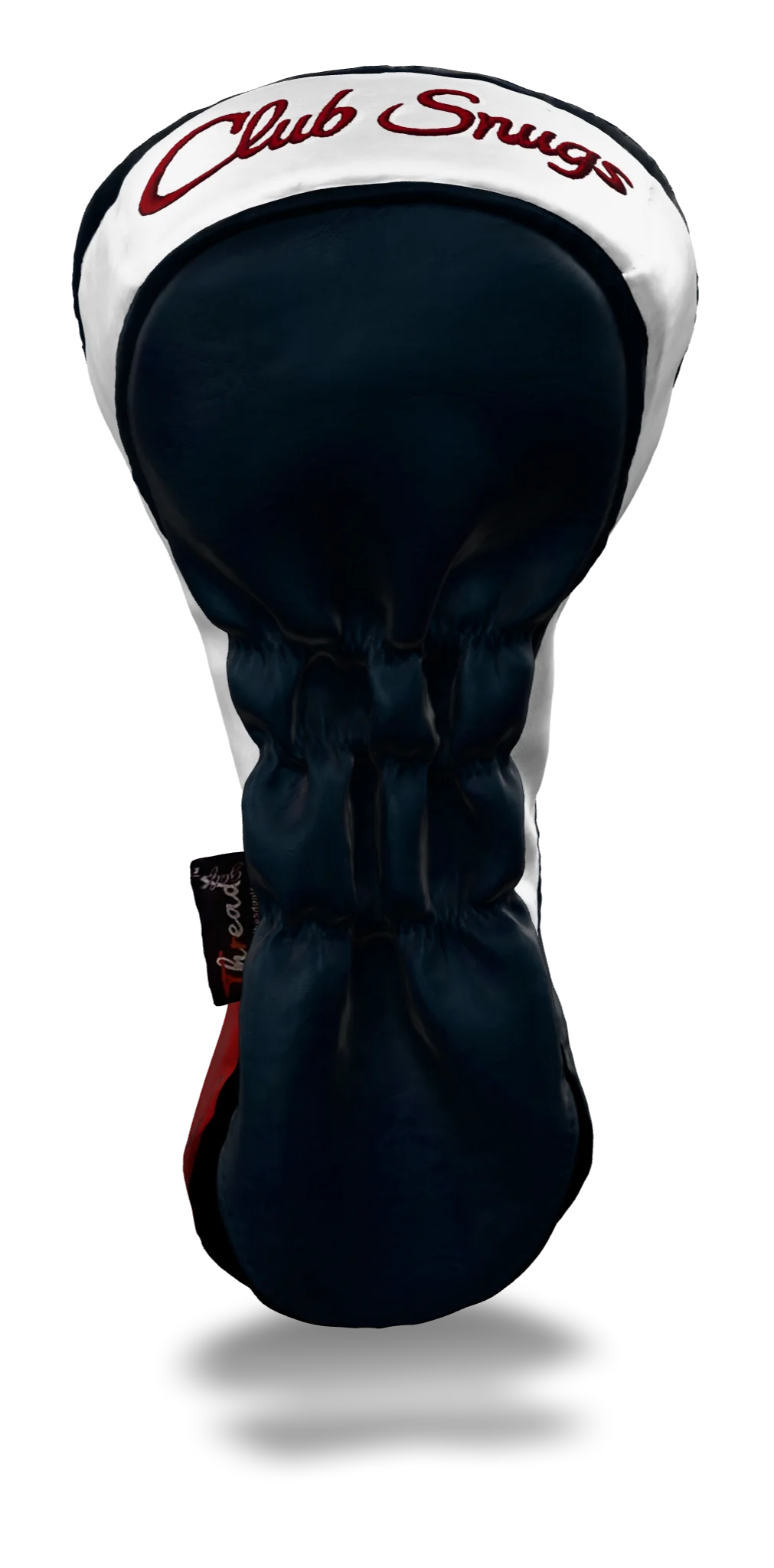 Back view of a Navy, Red, Navy, and White Classic Driver Headcover with split seam