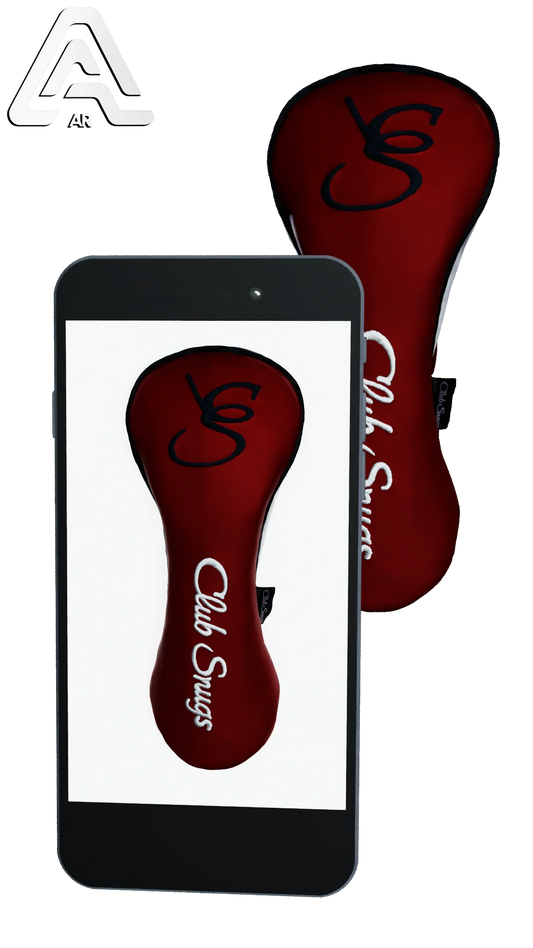 Left-Side view of a Exclusive Red, Navy, White, and Navy Shield Driver Headcover with prominent branding