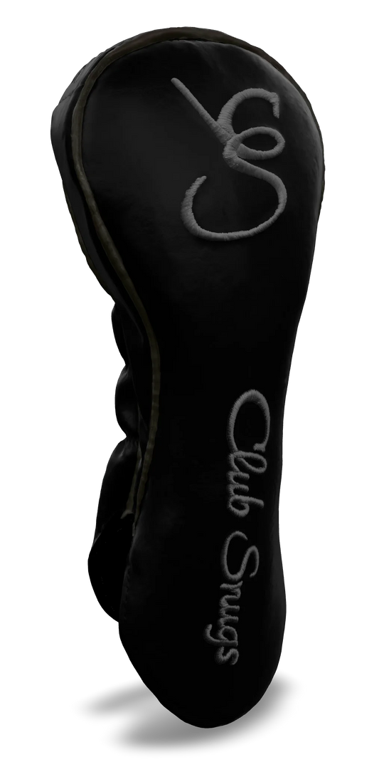 Left-Side view of a Exclusive Black, Gray, Gray, and Gray Shield Driver Headcover with prominent branding