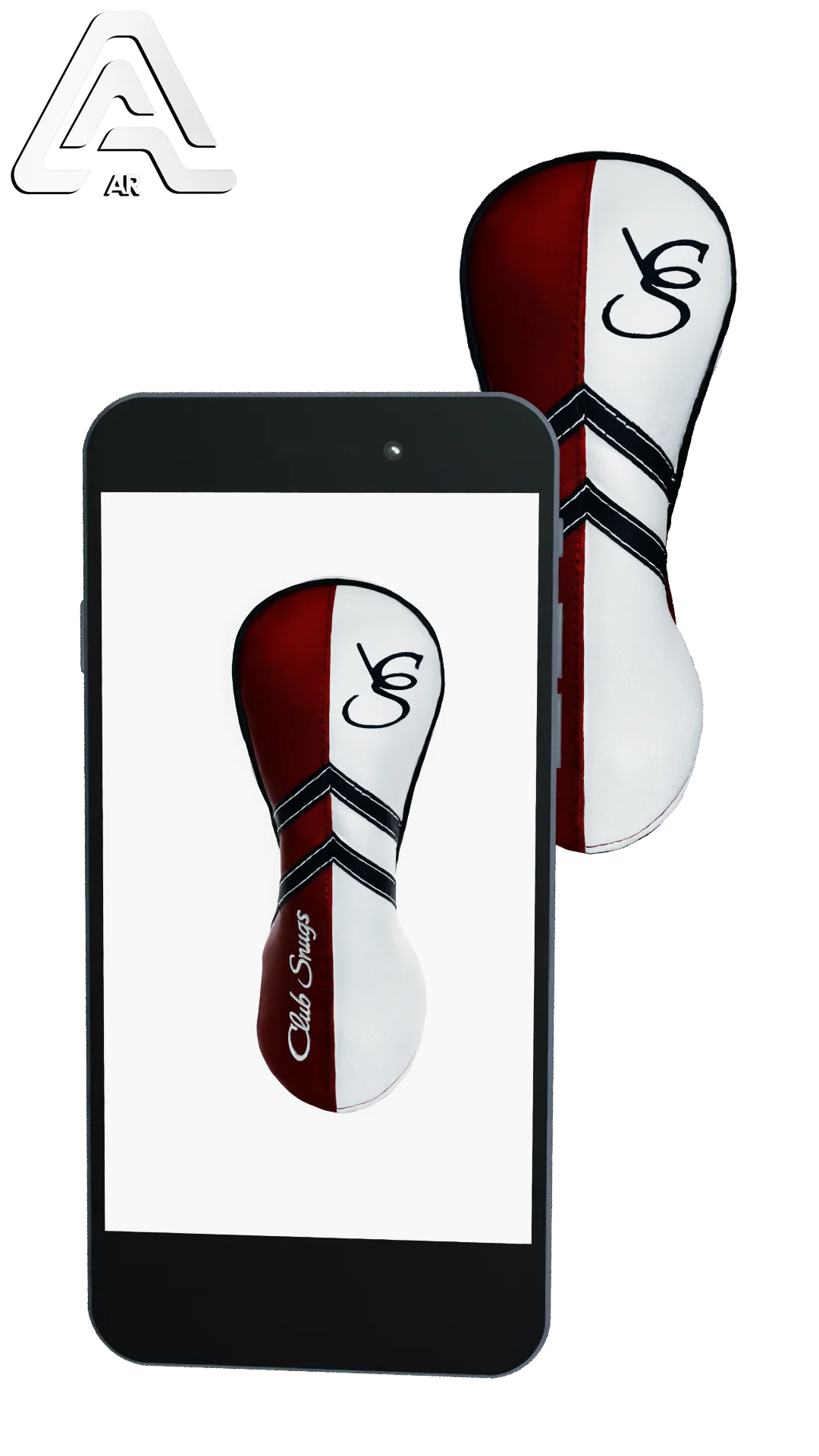 Left-Side view of a Red, White, Navy, and Navy Retro-T Fairway Headcover with Dual-V stripe and split seam