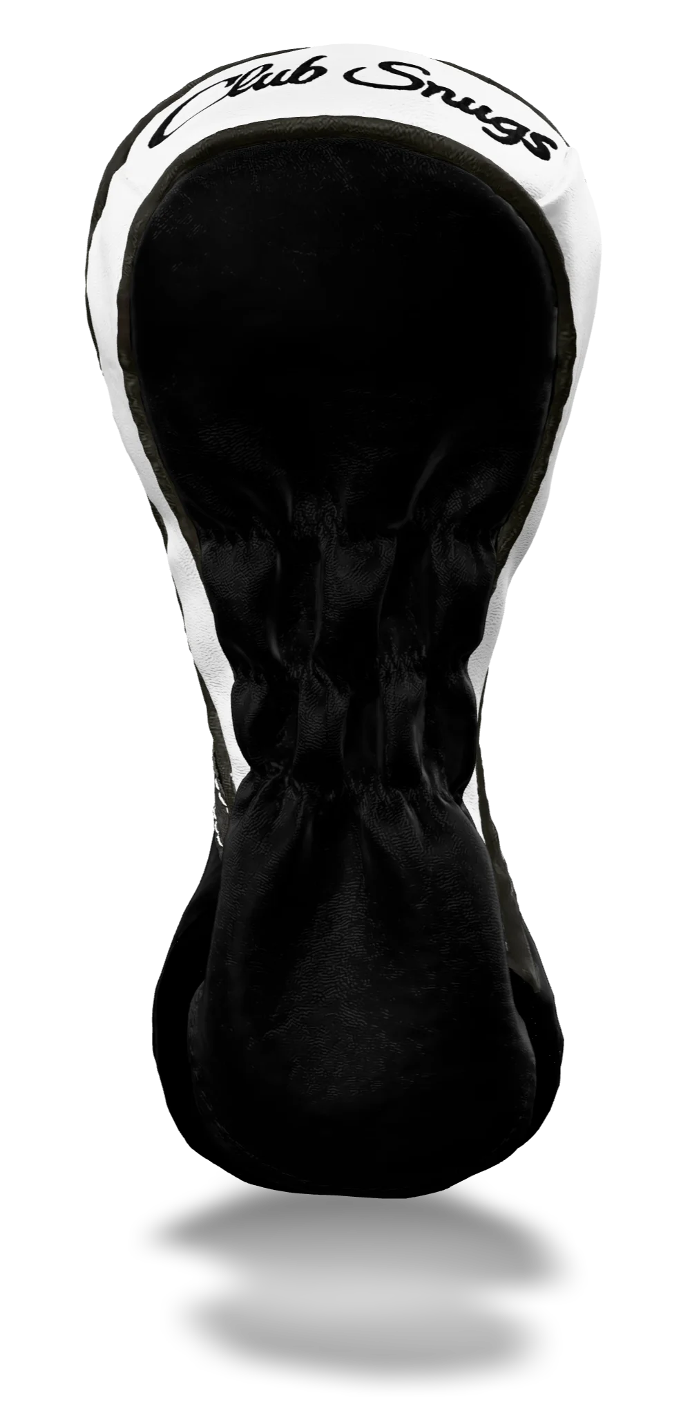 Back view of a Black, Black, Gray, and Gray Retro-T Fairway Headcover with Dual-V stripe and split seam