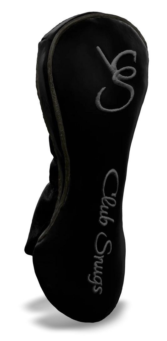 Left-Side view of a Black, Gray, Gray, and Gray Shield Fairway Headcover with bold branding
