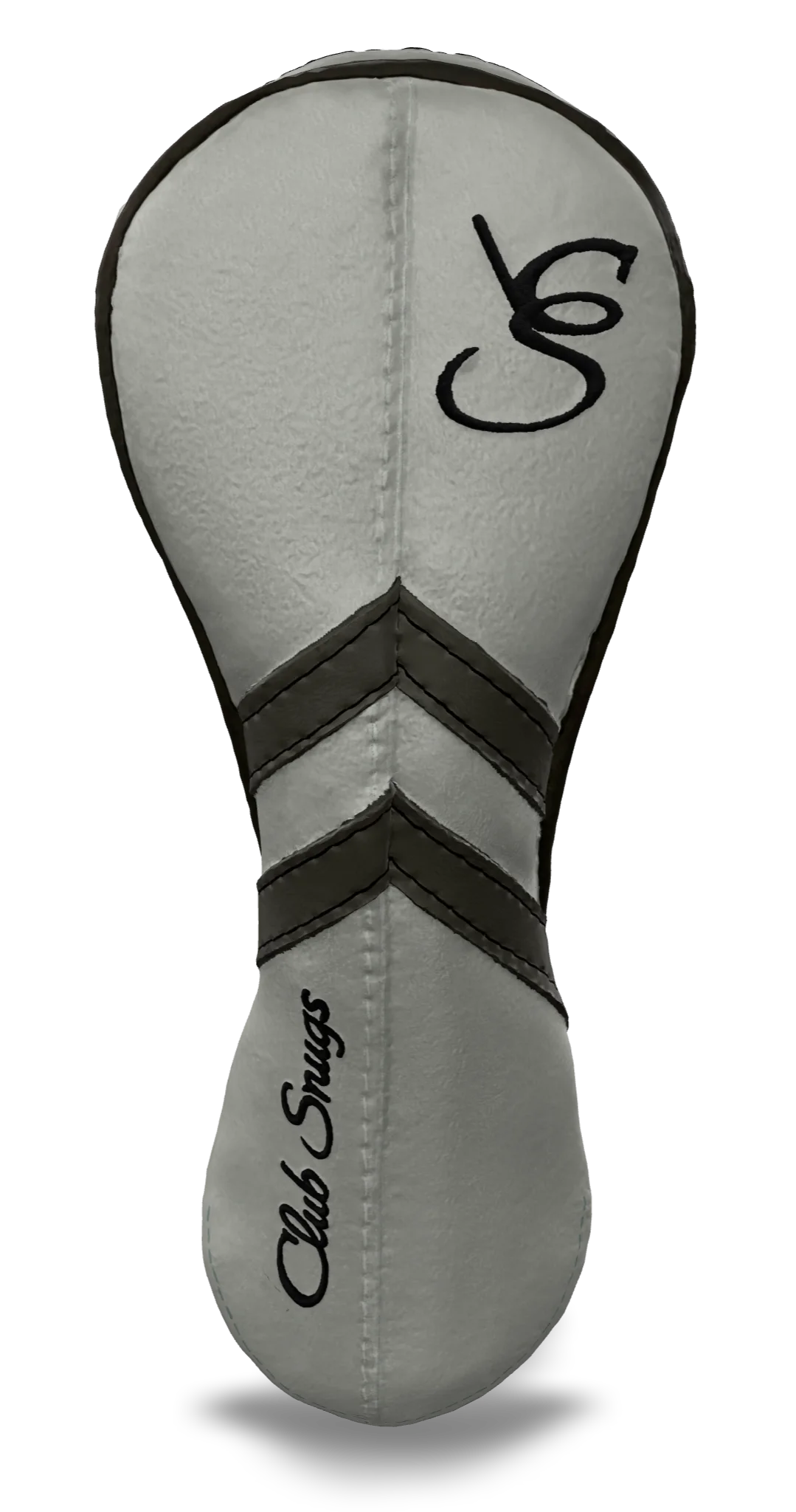 Front view of a Light Gray, Light Gray, Gray, and Gray Retro-T Hybrid Headcover with Dual-V stripe and split seam