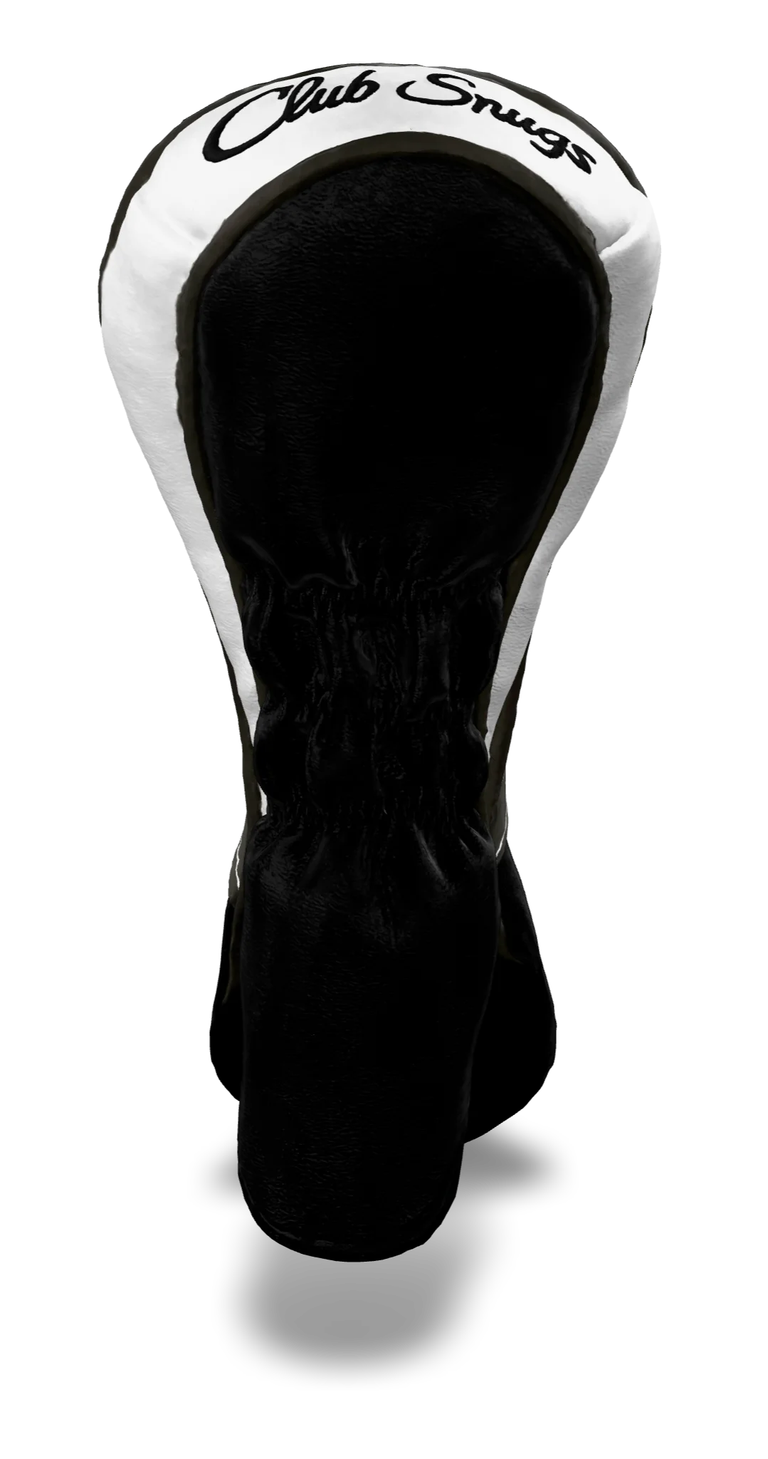 Back view of a Black, Black, Gray, and Gray Retro-T Hybrid Headcover with Dual-V stripe and split seam