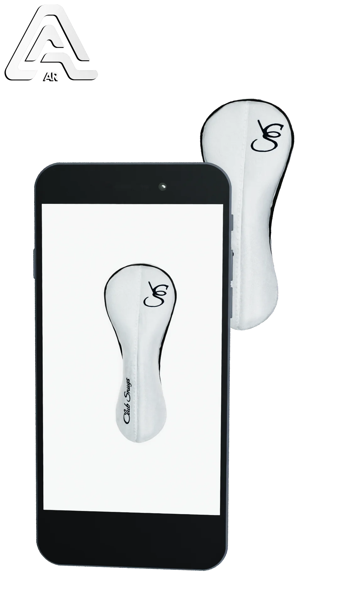Left-Side view of a Exclusive White, White, Gray, and Navy Classic Hybrid Headcover with split seam