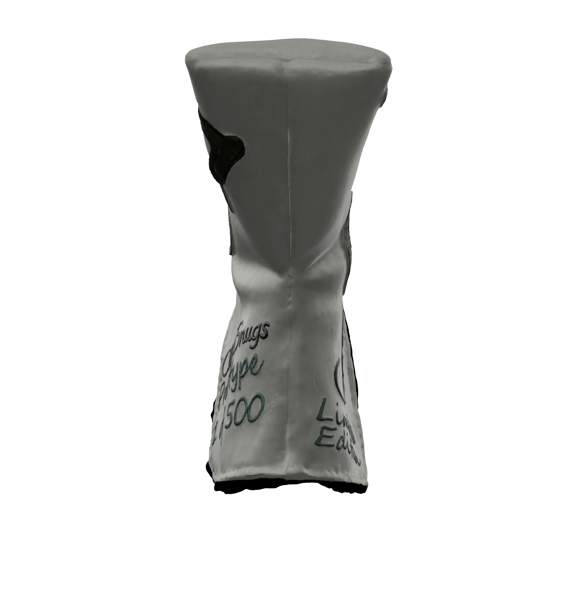 Front-bottom view of the CS Proto Blade Putter Headcover in Light Gray, Gray, and Light Gray, emphasizing its minimalist design, premium materials, and attention to detail, ensuring durability and style.