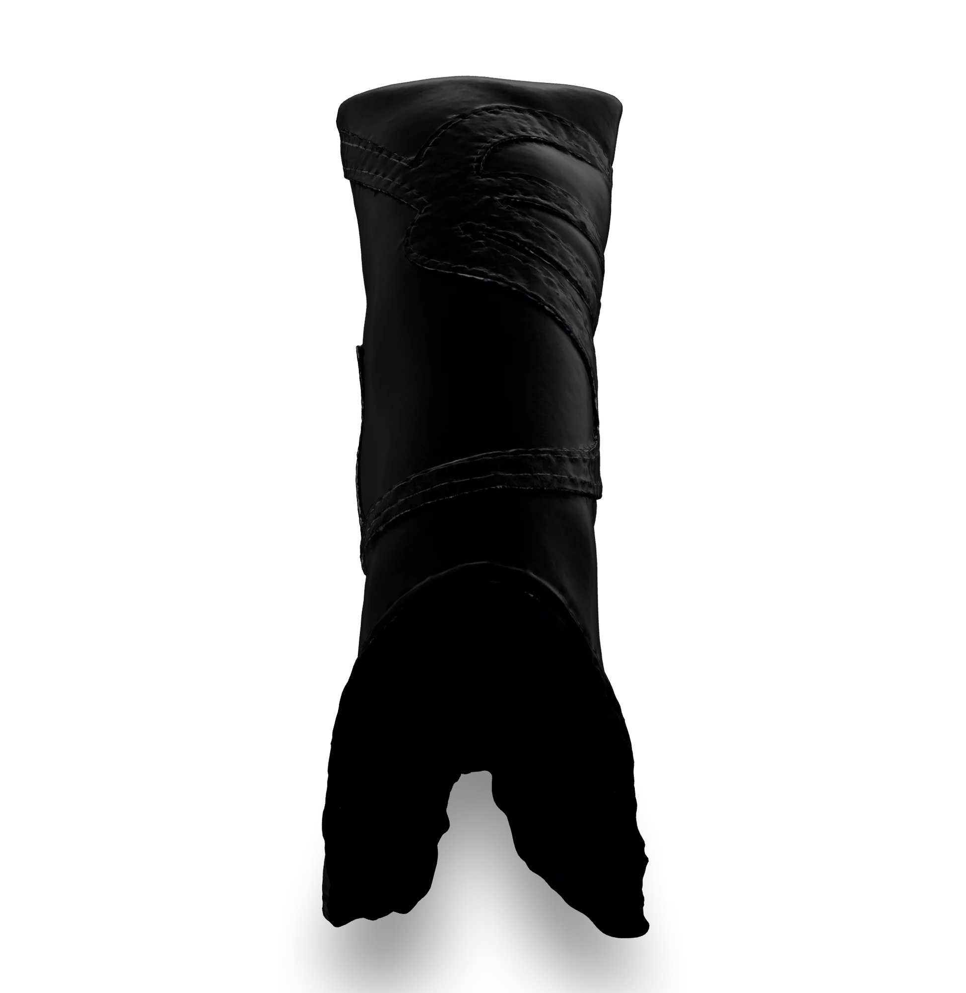 Top view of the CS Proto Blade Putter Headcover in Black, Black, and Gray, highlighting the Club Snugs signature logo, top line, and anti-scratch fleece interior, designed to protect your putter while adding a premium feel.