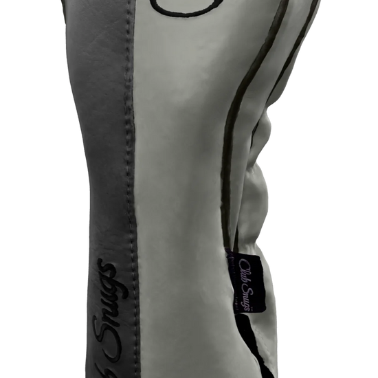 Right-Side view of a Light Gray, Light Gray, Gray, and Black Classic Driver Headcover with split seam