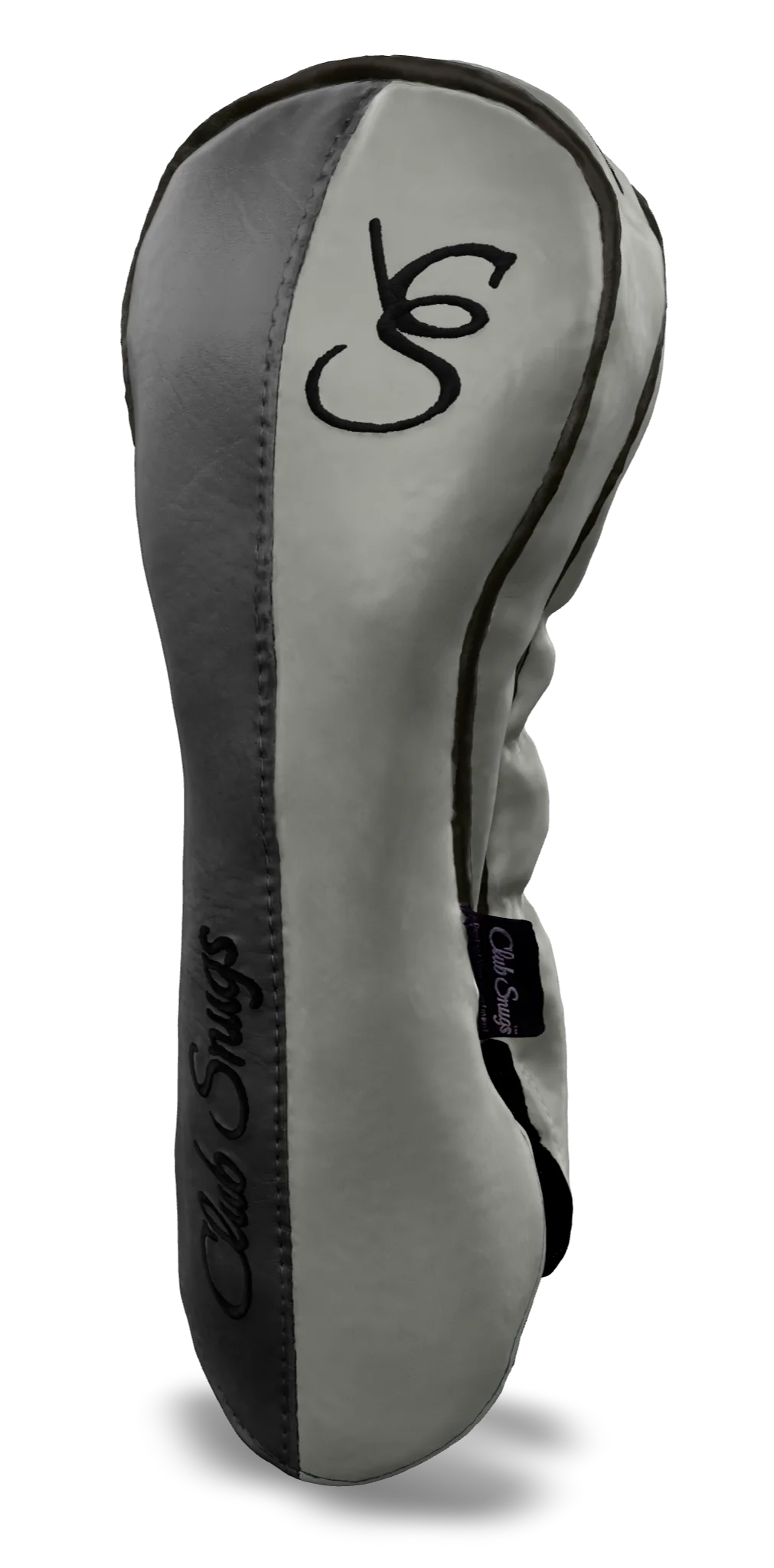 Right-Side view of a Light Gray, Light Gray, Gray, and Black Classic Driver Headcover with split seam