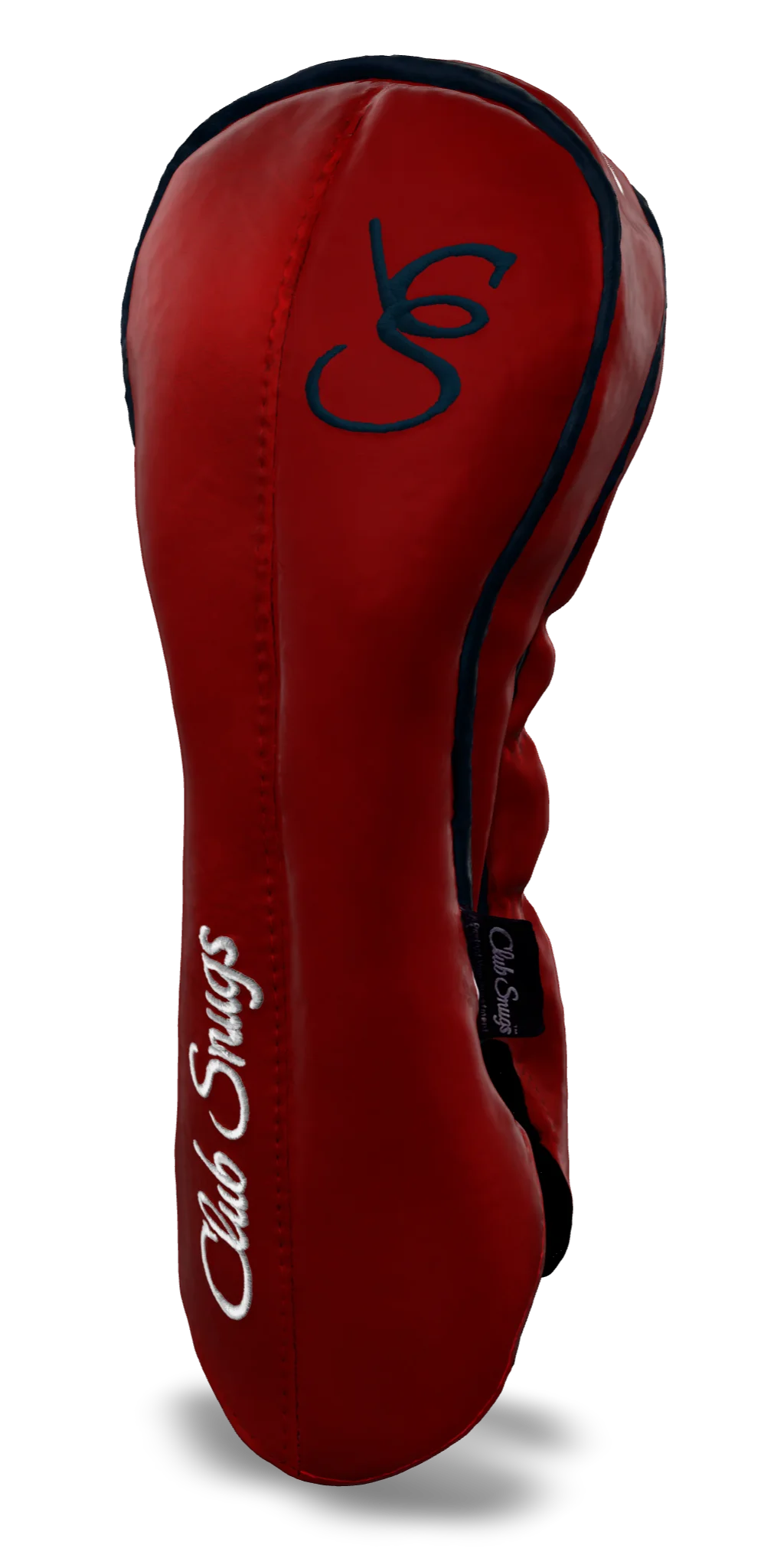 Right-Side view of a Red, Red, Navy, and Navy Classic Driver Headcover with split seam