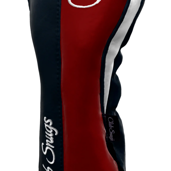 Right-Side view of a Navy, Red, Navy, and White Classic Driver Headcover with split seam