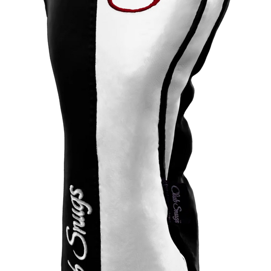 Right-Side view of a Black, White, Black, and Red Classic Driver Headcover with split seam