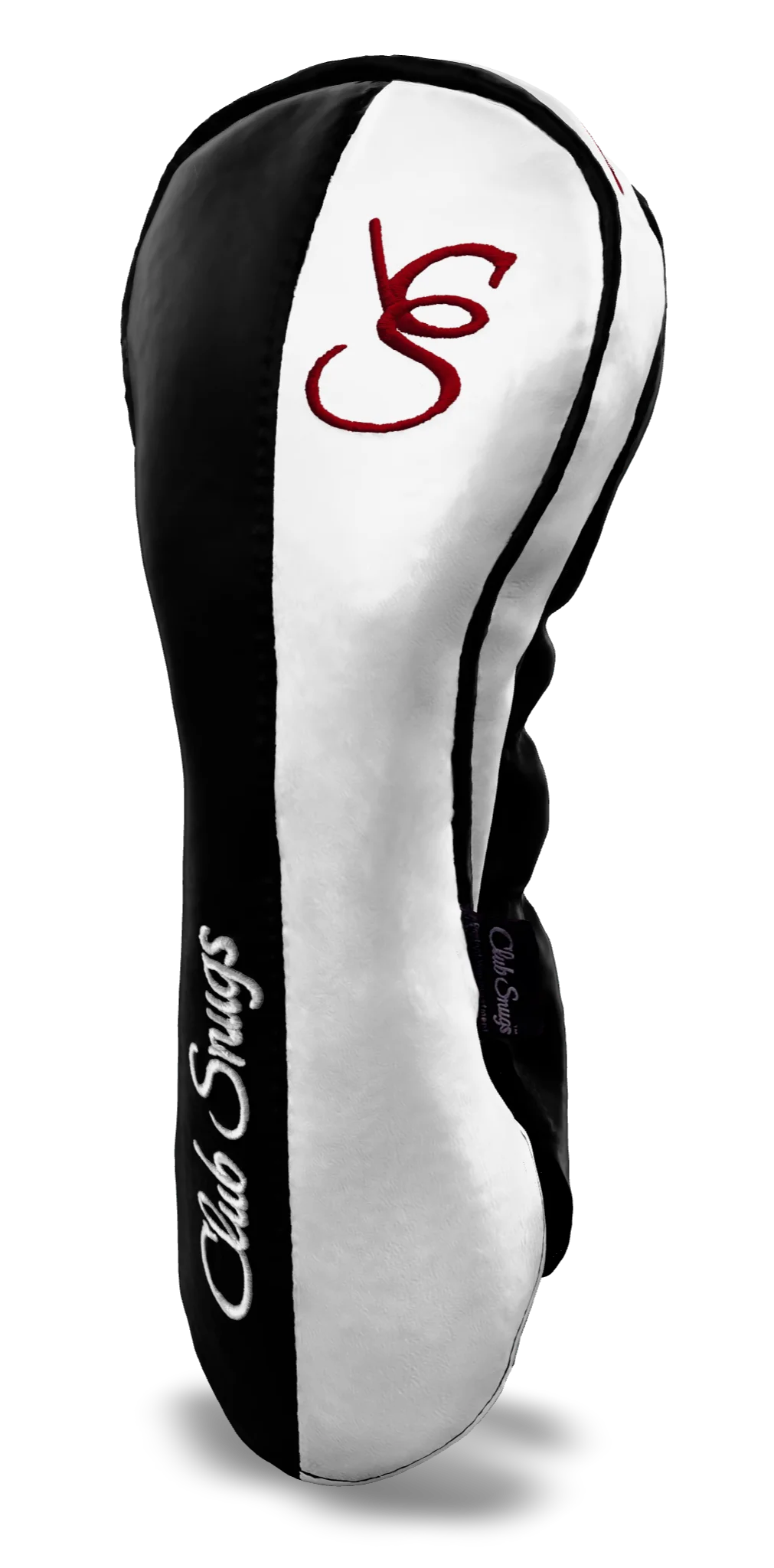 Right-Side view of a Black, White, Black, and Red Classic Driver Headcover with split seam