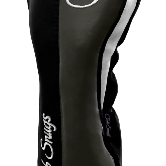 Right-Side view of a Black, Gray, Black, and White Classic Driver Headcover with split seam