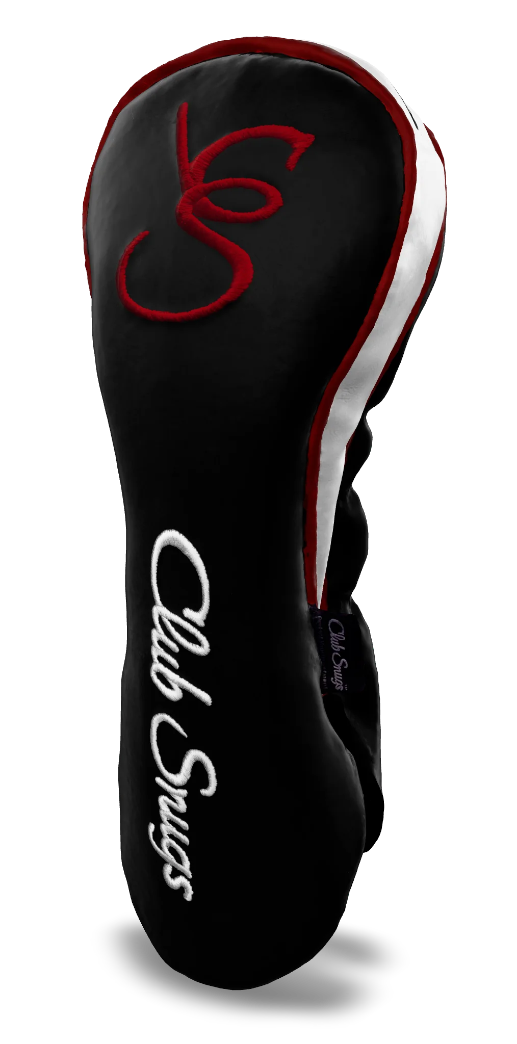 Right-Side view of a Exclusive Black, Red, White, and Red Shield Driver Headcover with prominent branding