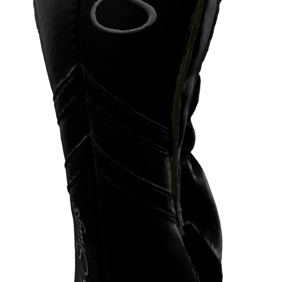 Right-Side view of a Black, Black, Black, and Gray Retro-T Fairway Headcover with Dual-V stripe and split seam