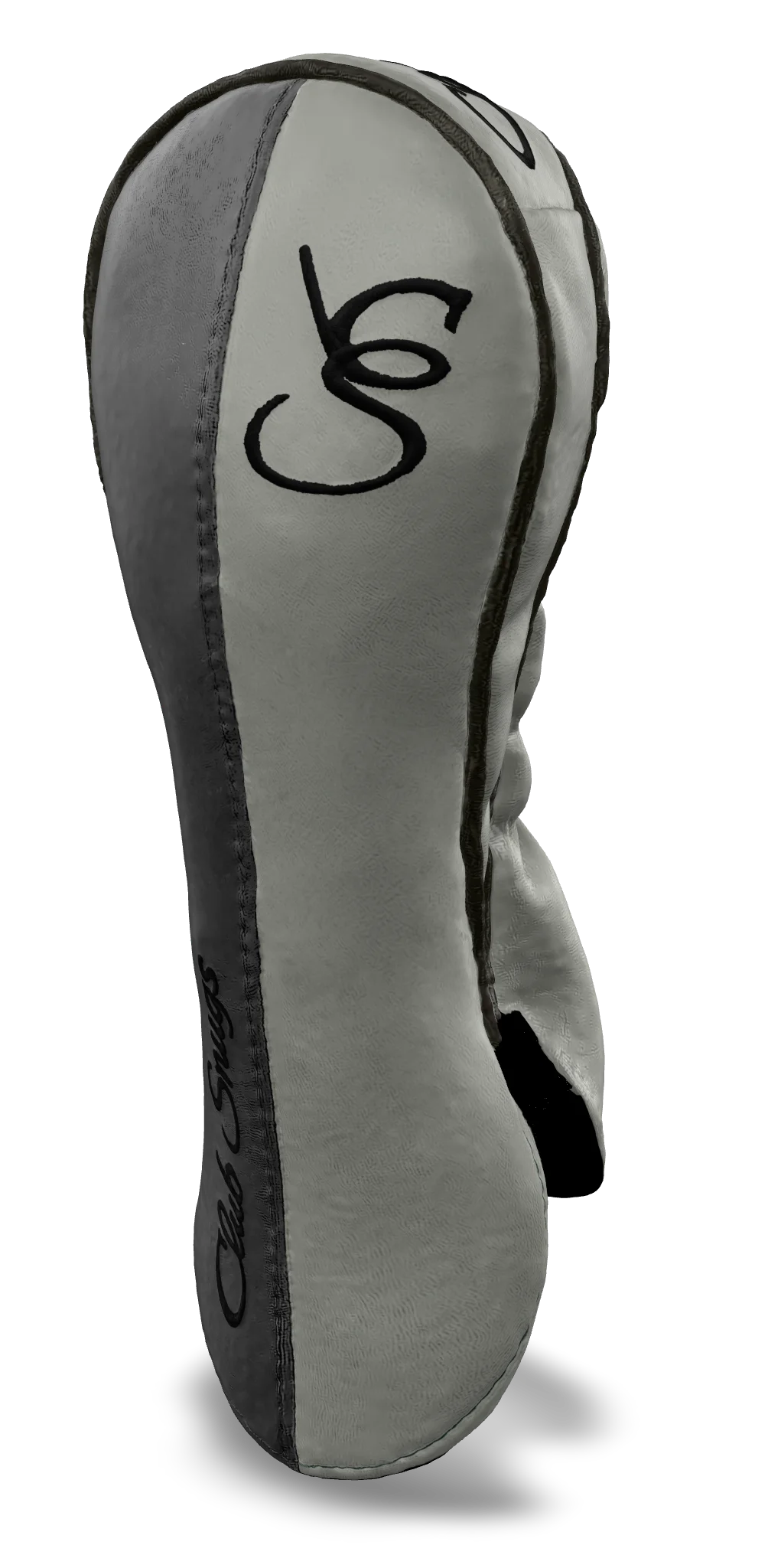 Right-Side view of a Bold Light Gray, Light Gray, Gray, and Black Classic Fairway Headcover with split seam