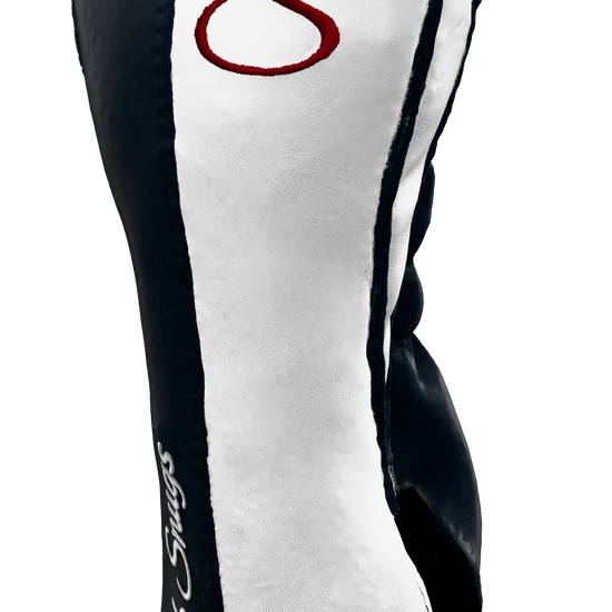 Right-Side view of a Bold Navy, White, Navy, and Red Classic Fairway Headcover with split seam