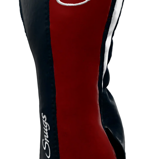 Right-Side view of a Bold Navy, Red, Navy, and White Classic Fairway Headcover with split seam