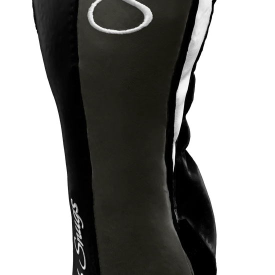 Right-Side view of a Bold Black, Gray, Black, and White Classic Fairway Headcover with split seam